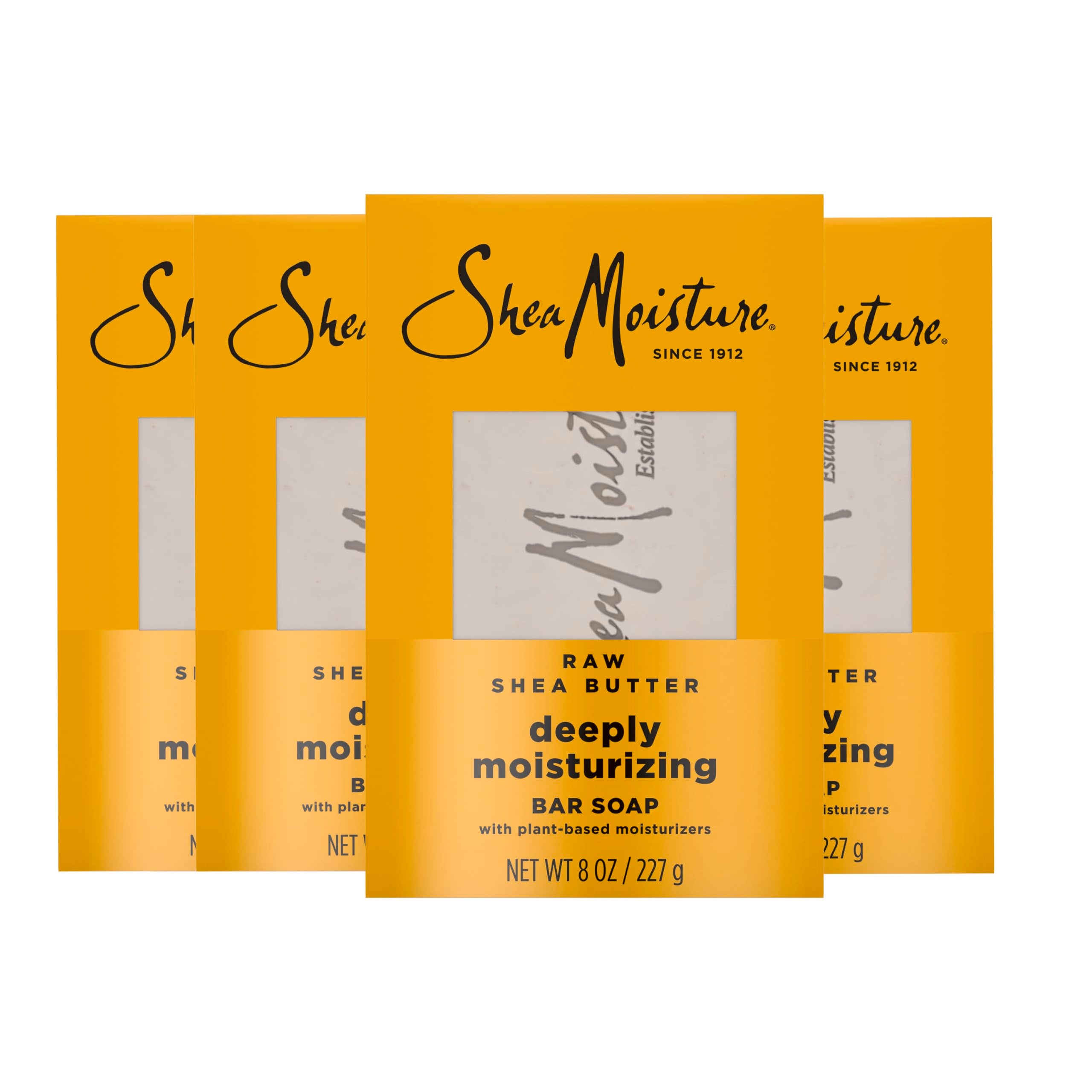 SheaMoisture Bar Soap Raw Shea Butter 4 count Moisturize and Restore Dry Skin Deeply Moisturizing bar soap with 24h shea moistur