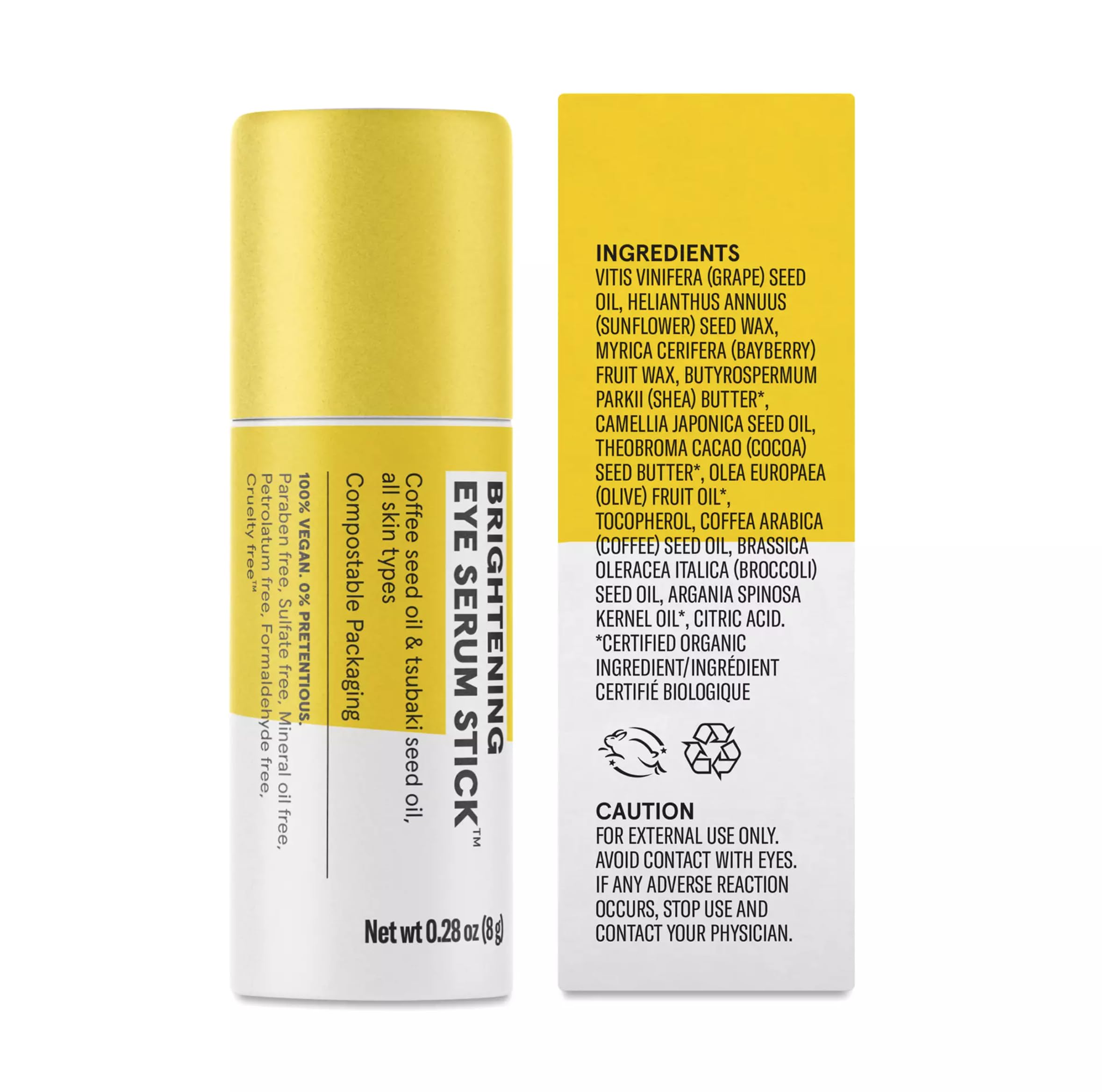 Acure Brightening Eye Serum Stick, Eye Serum, Coffee Seed Oil & Tsubaki Seed Oil, For All Skin Types, 0.28 oz