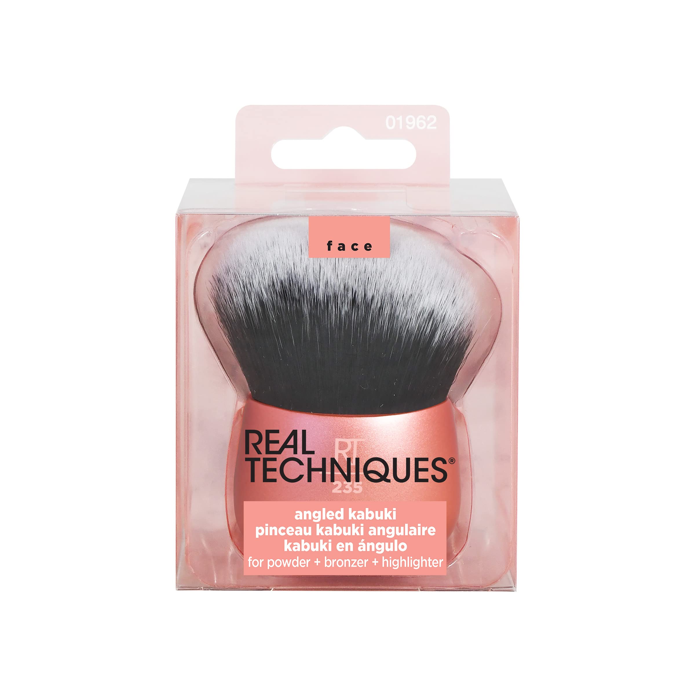 Real Techniques Angled Kabuki Brush, For Body Bronzer Or Foundation Application, Handless Makeup Blender, Dense, Synthetic Brist