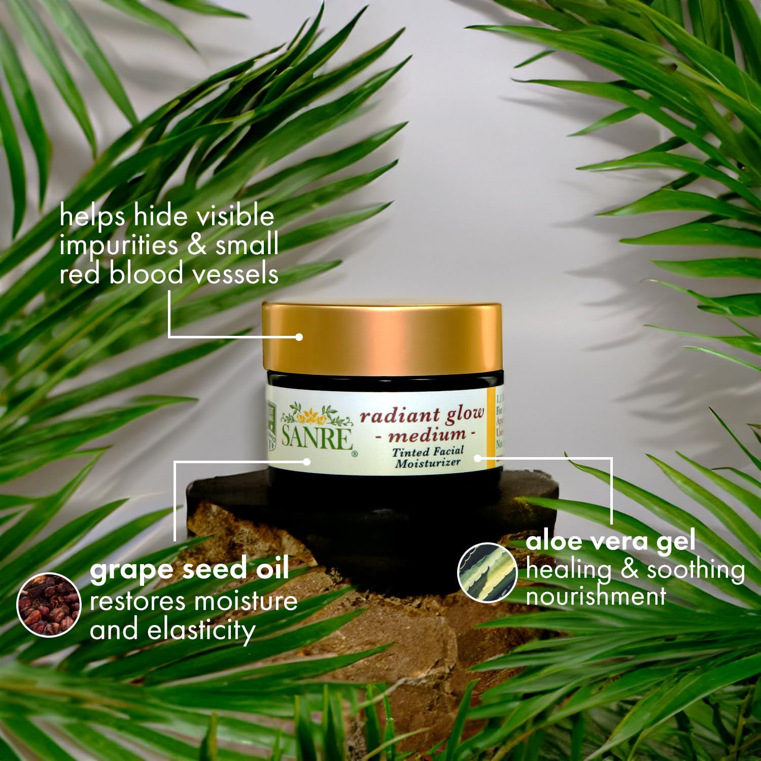 SanRe Organic Skinfood - Radiant Glow Medium - Organic Tinted Facial Moisturizer For All Skin Types