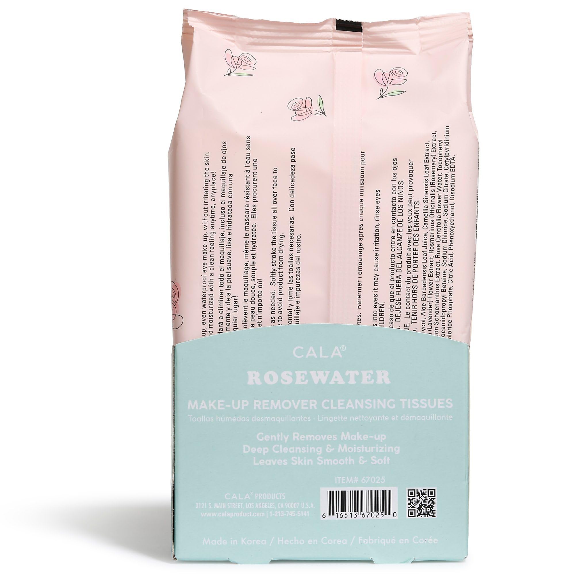 Cala Rose Water Make-Up Remover Cleansing Tissues 60 Count, 60 Count