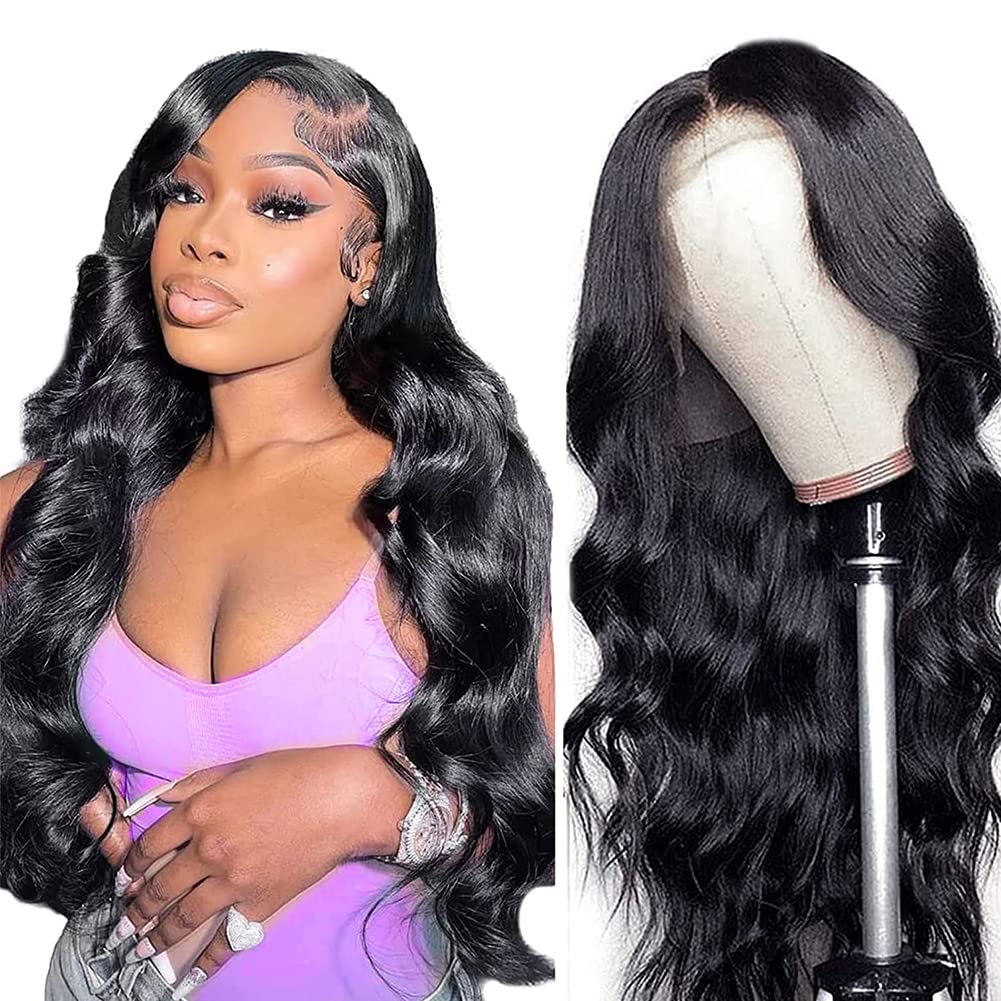 Yamikk 26 Inch 13x5 Body Wave Lace Front Wigs Human Hair For Black Women 180% Density HD Lace Front Human Hair Wigs Pre Plucked 