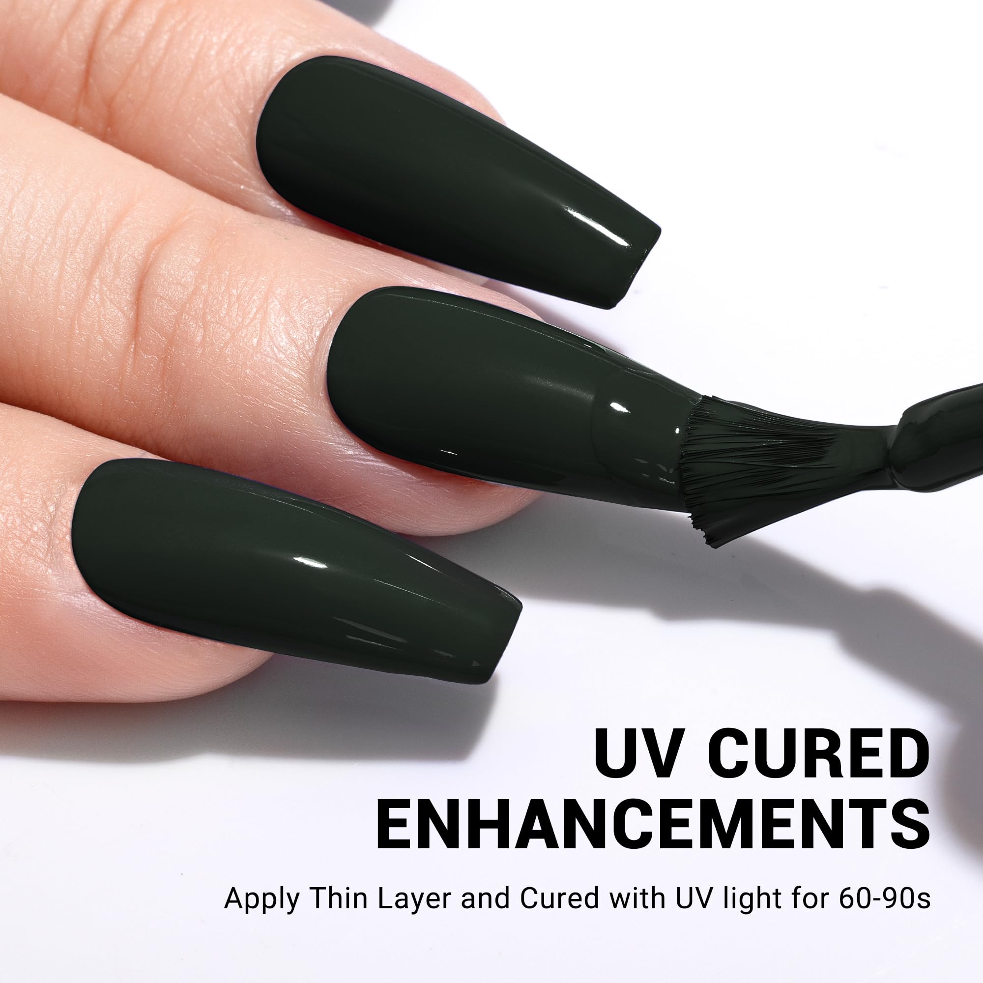 Melodysusie Black Gel Nail Polish, 15Ml Gel Nail Polish Blackish Green Color 517, Soak Off Uv Led Nail Lamp Gel Polish Nail Art