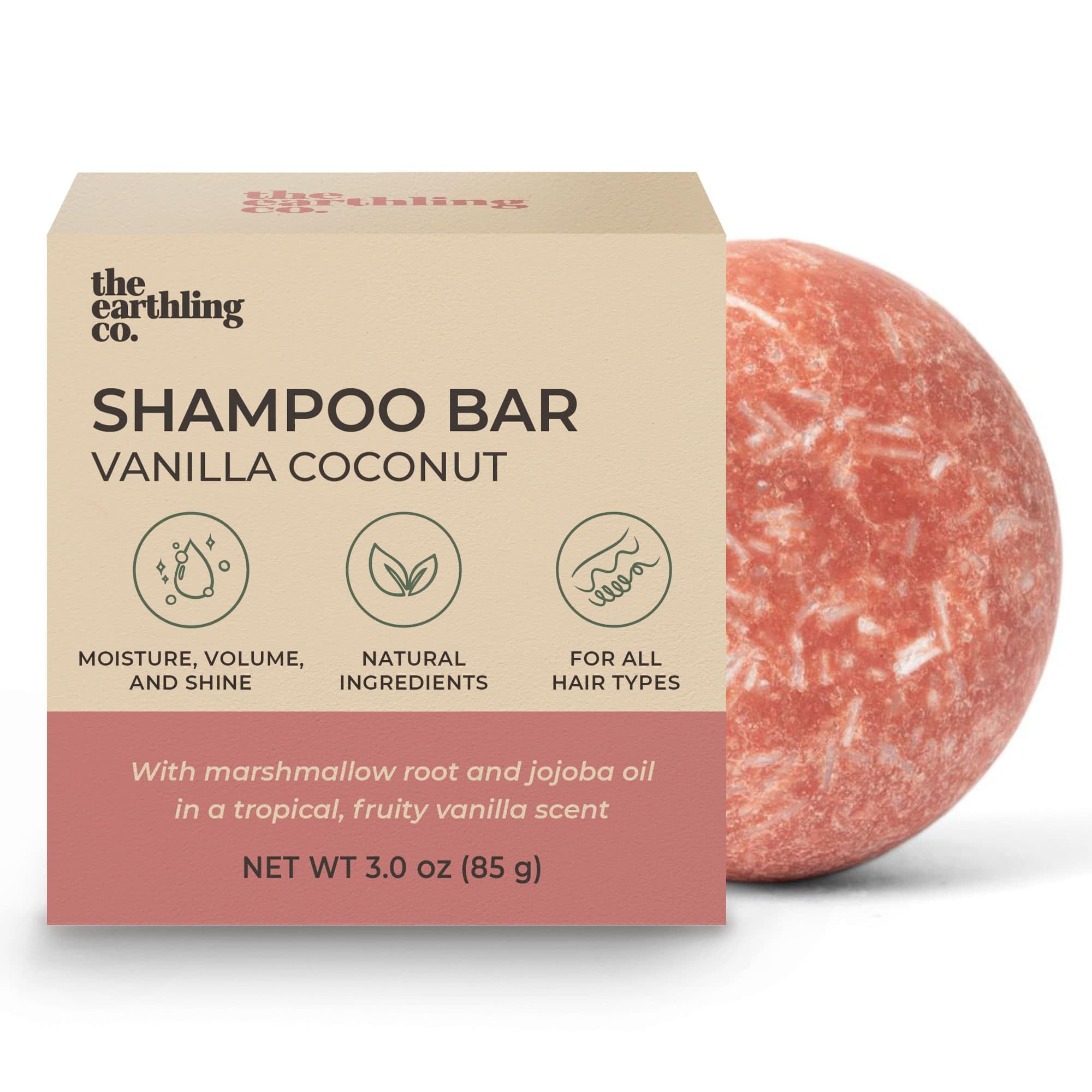 The Earthling Co. Shampoo Bar - Hair Growth & Strengthening - Vegan, Paraben & Sulfate Free - 3 oz - Vanilla Coconut