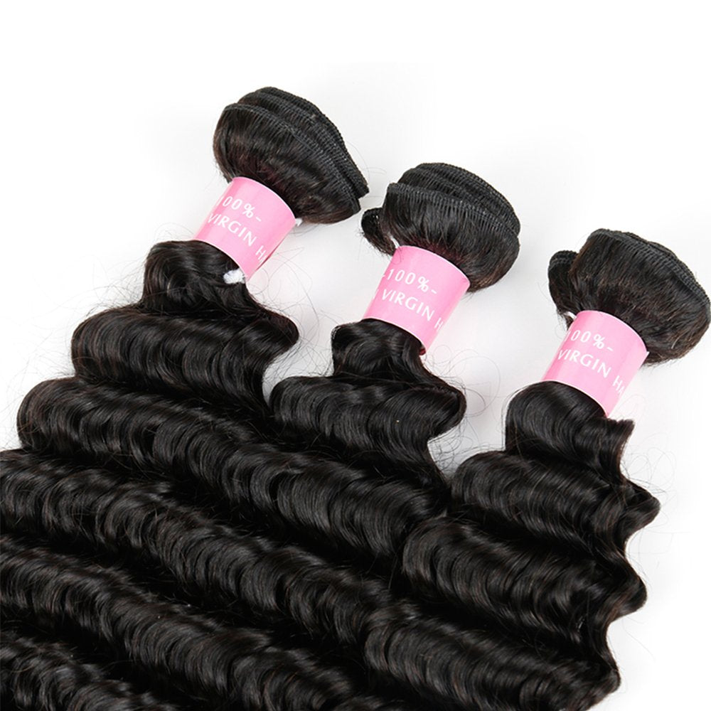 Miss Gaga 3 Bundles 9A Deep Wave (22 24 26) 100% Unprocessed Virgin Human Hair Brazilian Deep Wave 3 Bundles No Shedding Natural