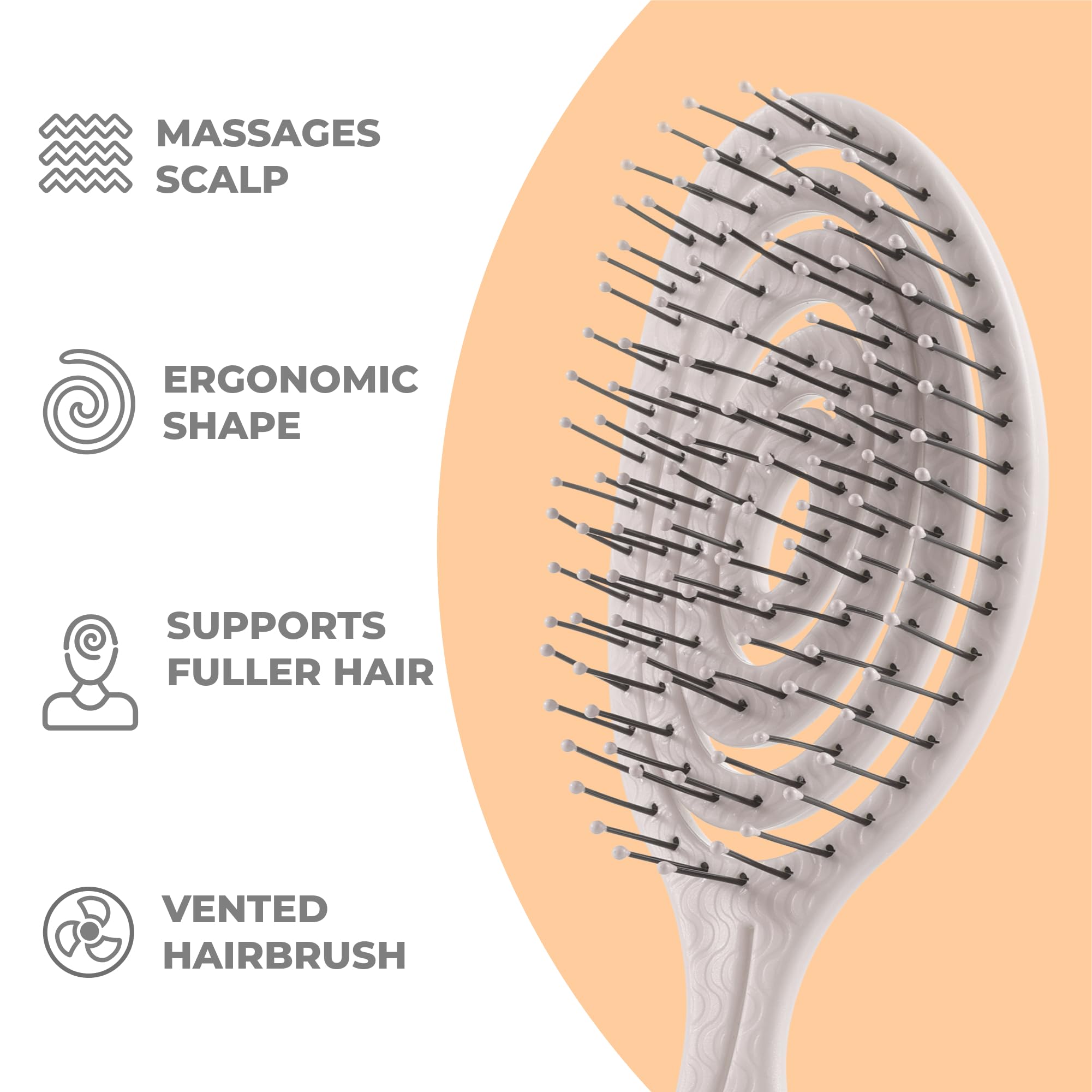 Ninabella Mini Spiral Wet Brush - Wet Hair Brush Detangler For Women - Pro Shower Wetbrush For Curly Or Thick Hair - Vent Brush