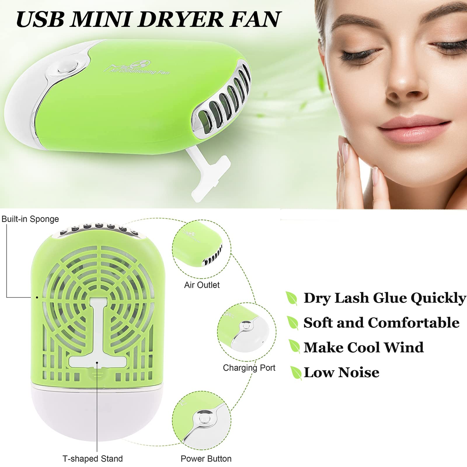 Aremod Eyelash Extension Supplies With Usb Mini Lash Dryer 50 Lash Shampoo Brush 1 Nose Blackhead Facial Cleaning Brush 1 Plasti