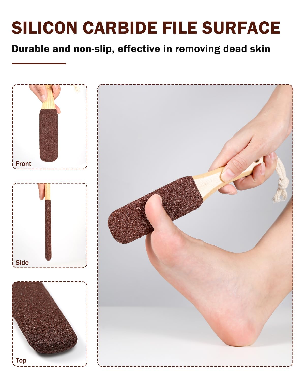 BEZOX Foot Pumice Stone Pedicure File(1 PCS) - Ergonomic Wooden Handle Foot File Callus Remover for Smoother Feet and Hands - Fo