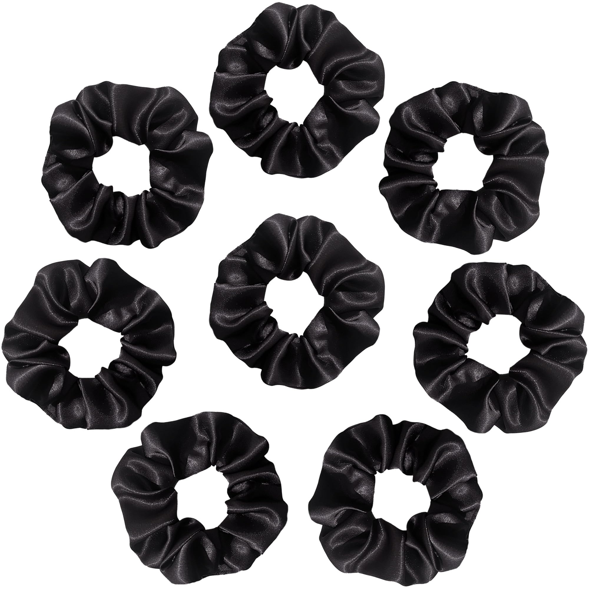 SILVR BEAR Luxury Black Satin Scrunchies, Satin Hair Ties for thick & curly Hair, Scrunchies for Women and Girls, Softer than Si