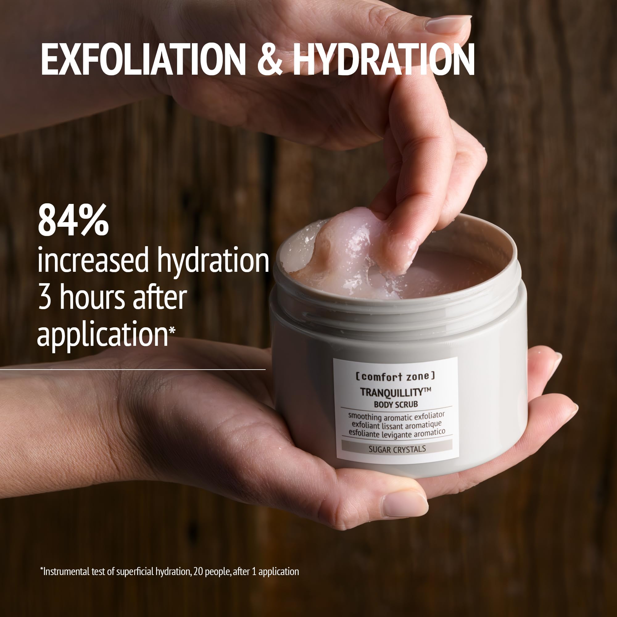 [ comfort zone ] Tranquillity Body Scrub, Soothing Aromatic Gentle Exfoliator Enriched with Sugar Crystals and Amaranth & Almond