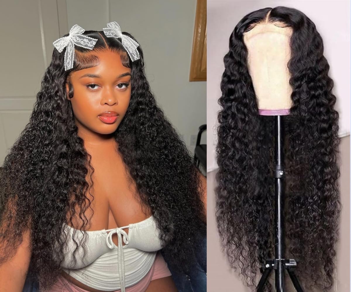 Josblue Deep Wave Lace Closure Wigs Human Hair Glueless Deep Curly Wave Lace Front Human Hair Wigs For Black Women With Baby Hai