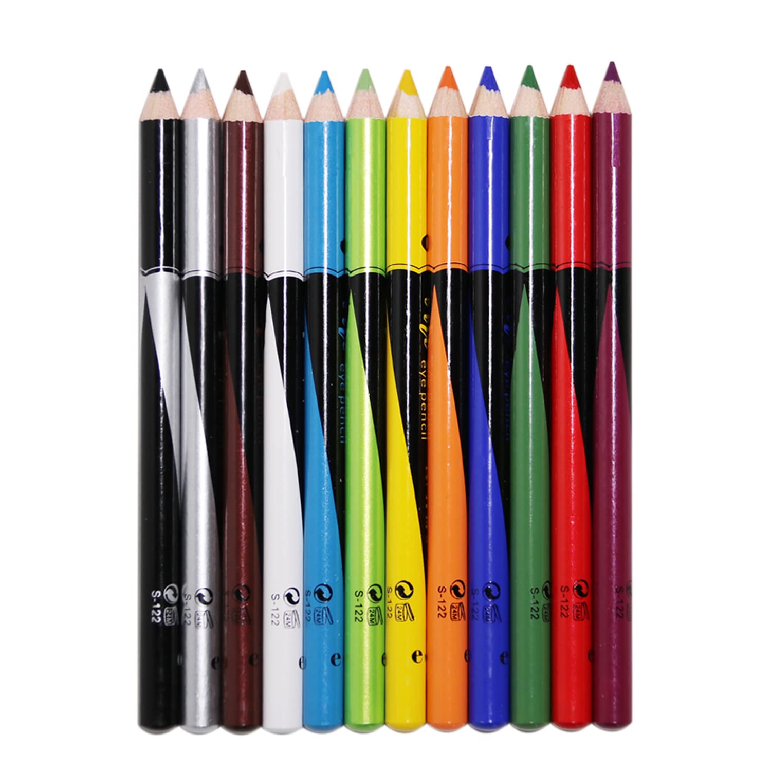 Twomode 12Pcs Eyeliner Pencil Colourful Fashion Makeup Eyebrow Pencil Long Lasting Waterproof Eyeliner Pen