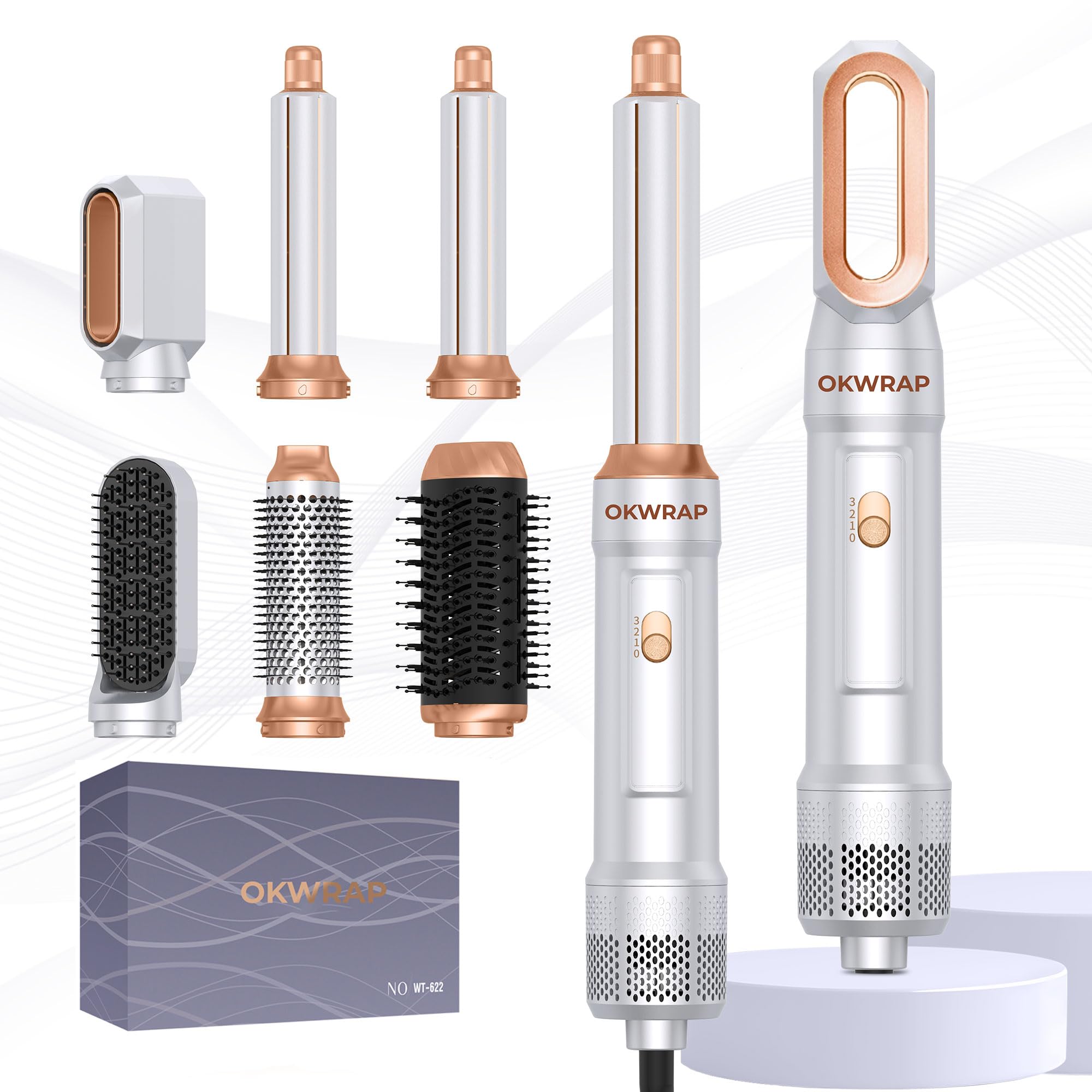 6 in ONE Blow Dryer Brush,Air Curling Iron Round Brush Blow Dryer 800W,Ionic Hair Dryer Brush for Women, Hot Air Brush Hair Styl