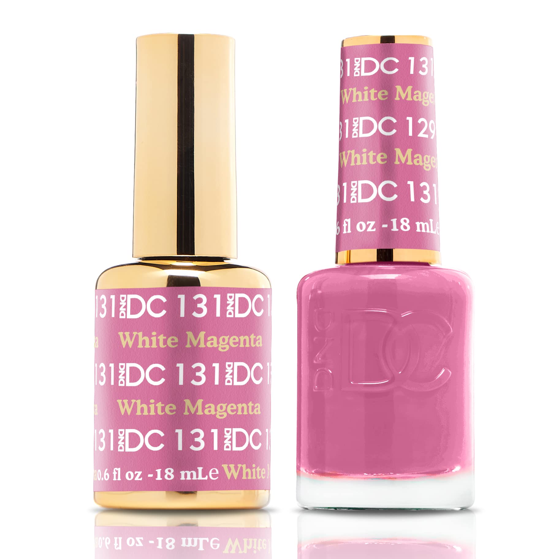 DND DC Gel Polish Set, Pink Collection, UV/LED Gel Polish and Air Dry Nail Lacquer, Matching Chip-Free Polish Duo, 131 White Mag