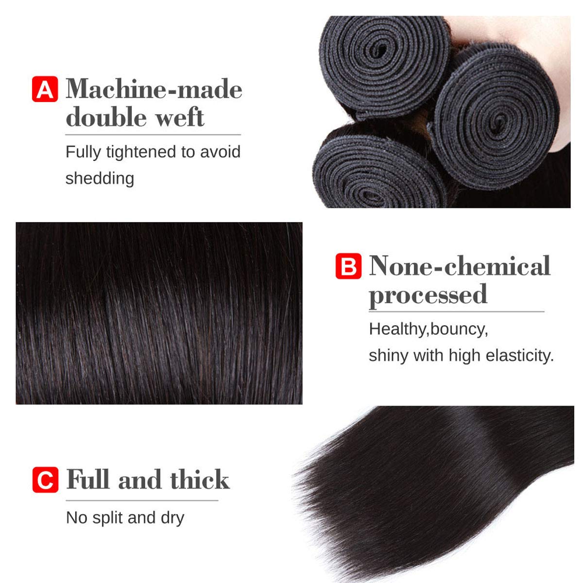 Beauhair Brazilian Straight Hair 3 Bundles With Frontal Closure(20 22 24+18Frontal) 13X4 Ear To Ear Lace Frontal Closure With Bu