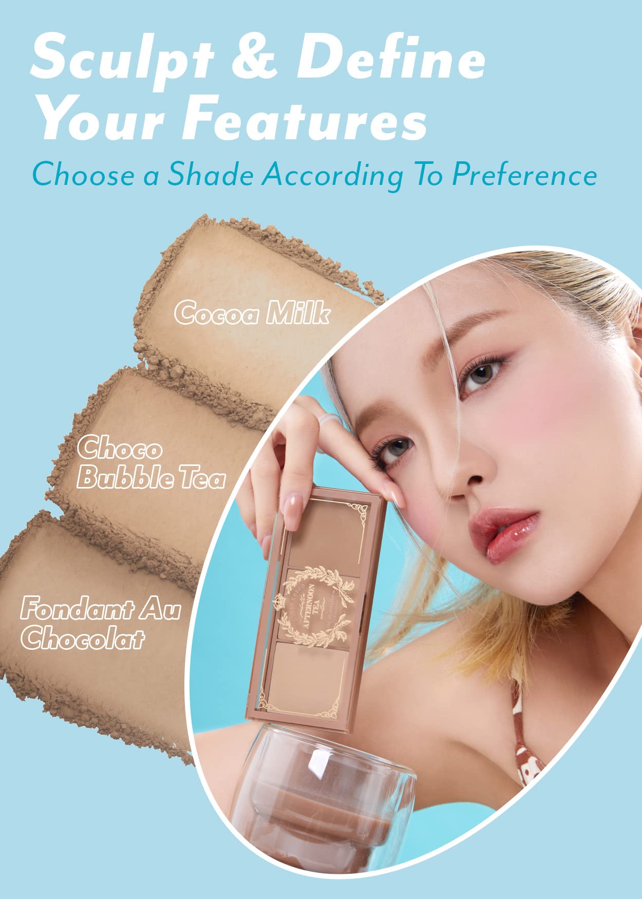 I'M Meme Palette - Afternoon Tea Contour | Frozen Choco, Bronzer Palette For Face & Cheeks, Matte Powder Bronzer, Natural Makeup