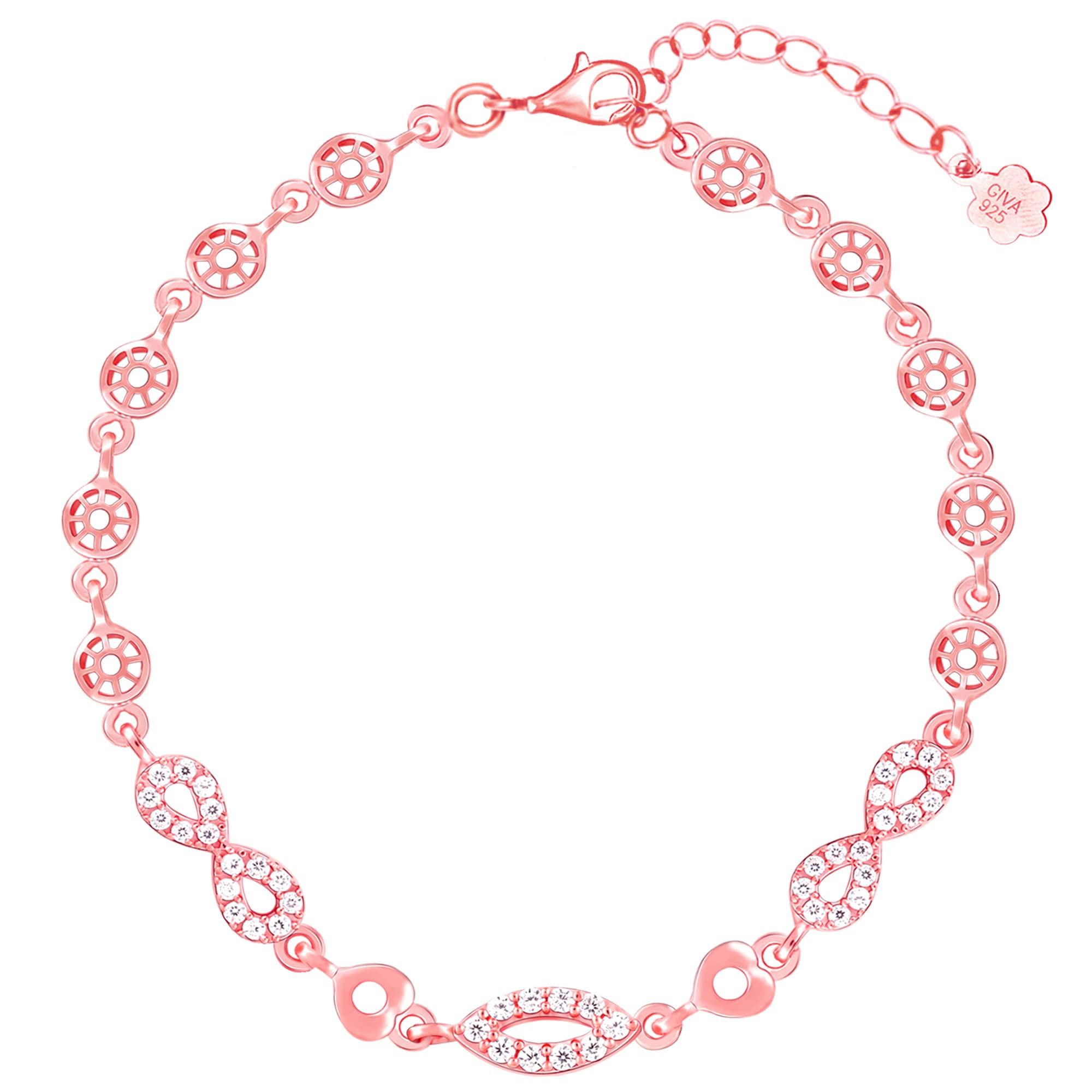 Giva 925 Silver Rose Gold Enchanted Evil Eye Bracelet, Adjustable | Gifts For Women And Girls | With Certificate Of Authenticity
