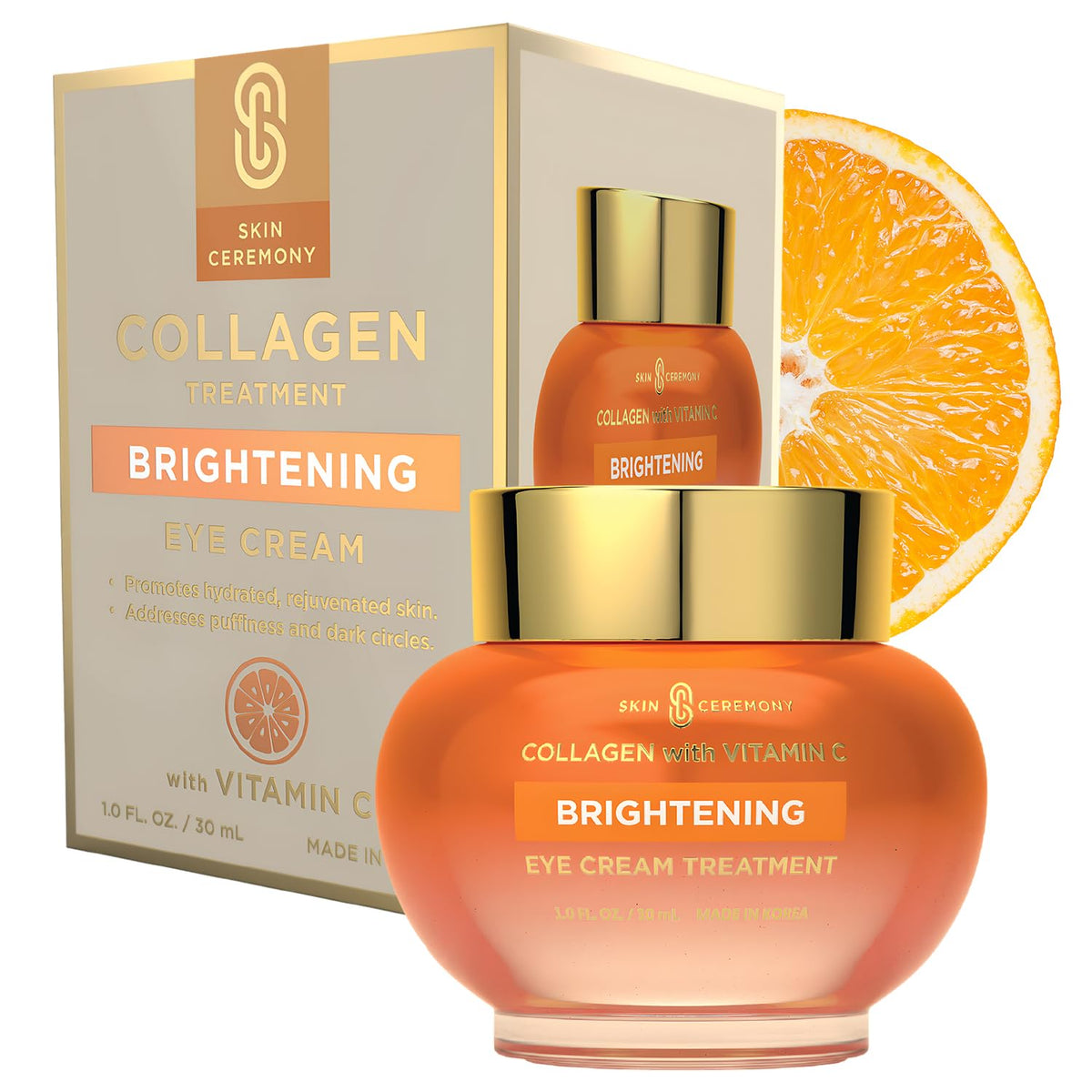 Skin Ceremony Collagen & Vitamin C Eye Cream - Hydrates, Reduces Puffiness & Dark Circles - Dermatologist Tested, Korean Skin Ca
