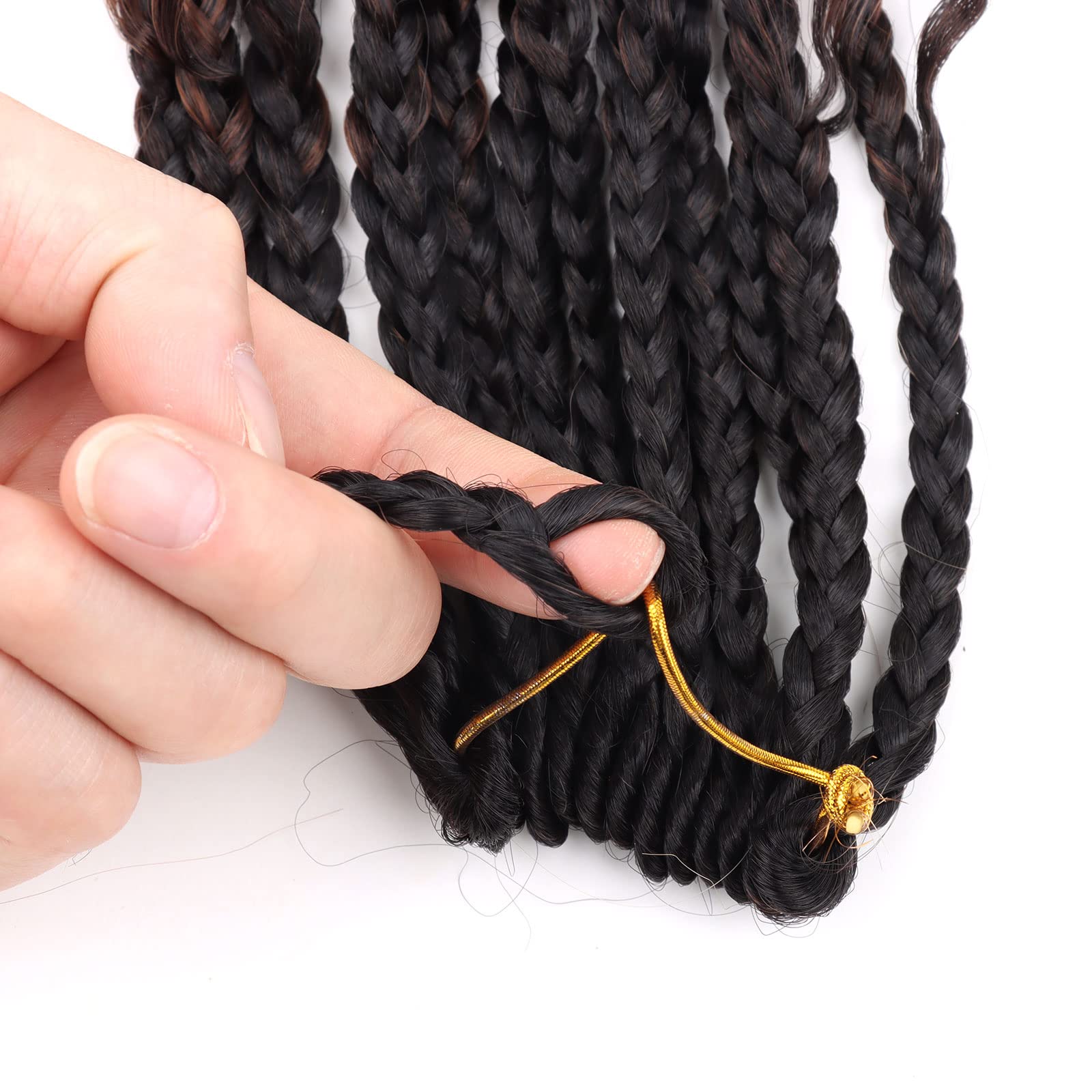 LMZIM 14 Inch Goddess Box Braids Crochet Hair Bohomian Crochet Box Braids Curly Ends 8 Pack 3X Crochet Braids Synthetic Braiding