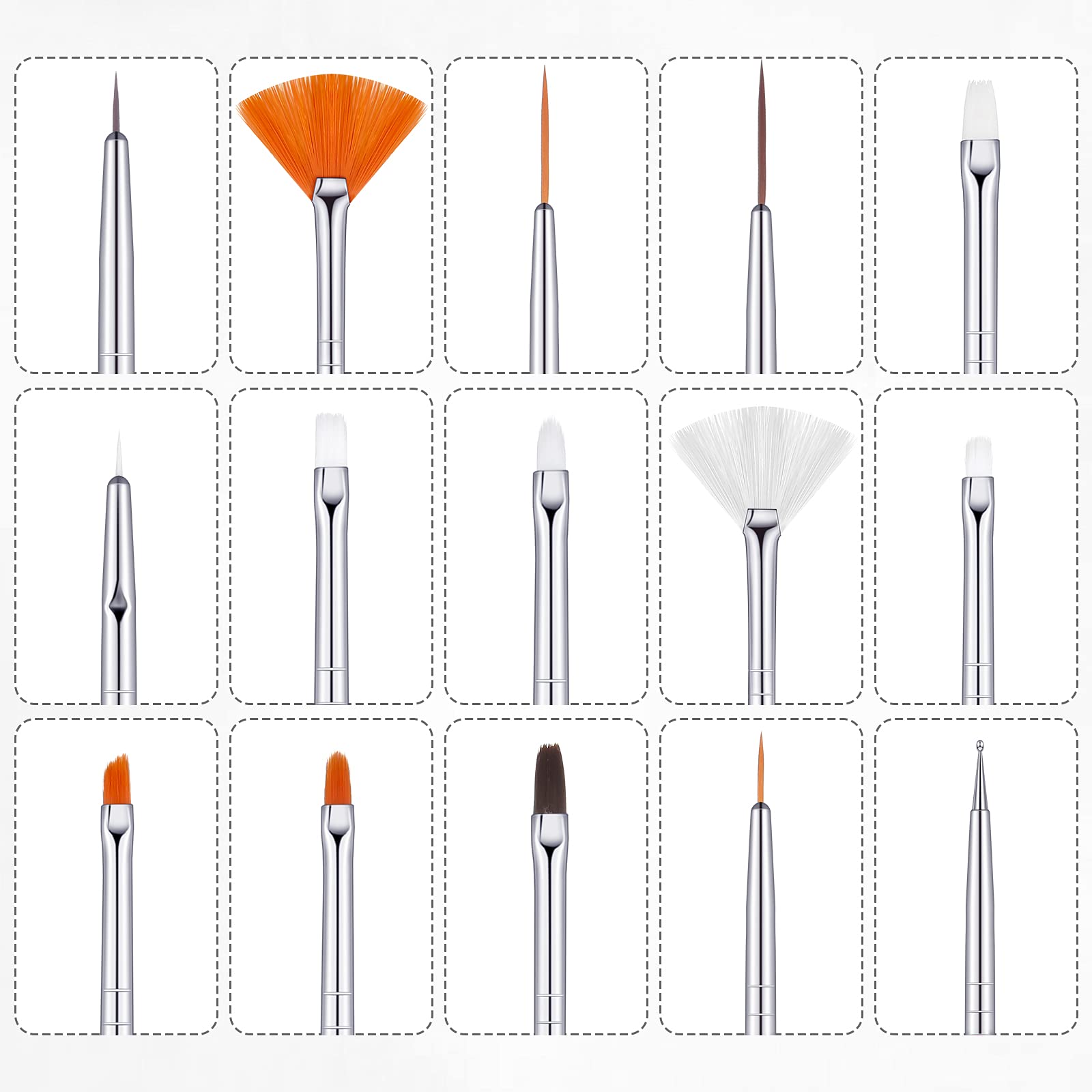 21 Pieces Nail Art Tools Kit, Resin Nail Art Palette Leaf Shape Mixing Palette and 20 Pieces Nail Art Design Brushes Golden Edge