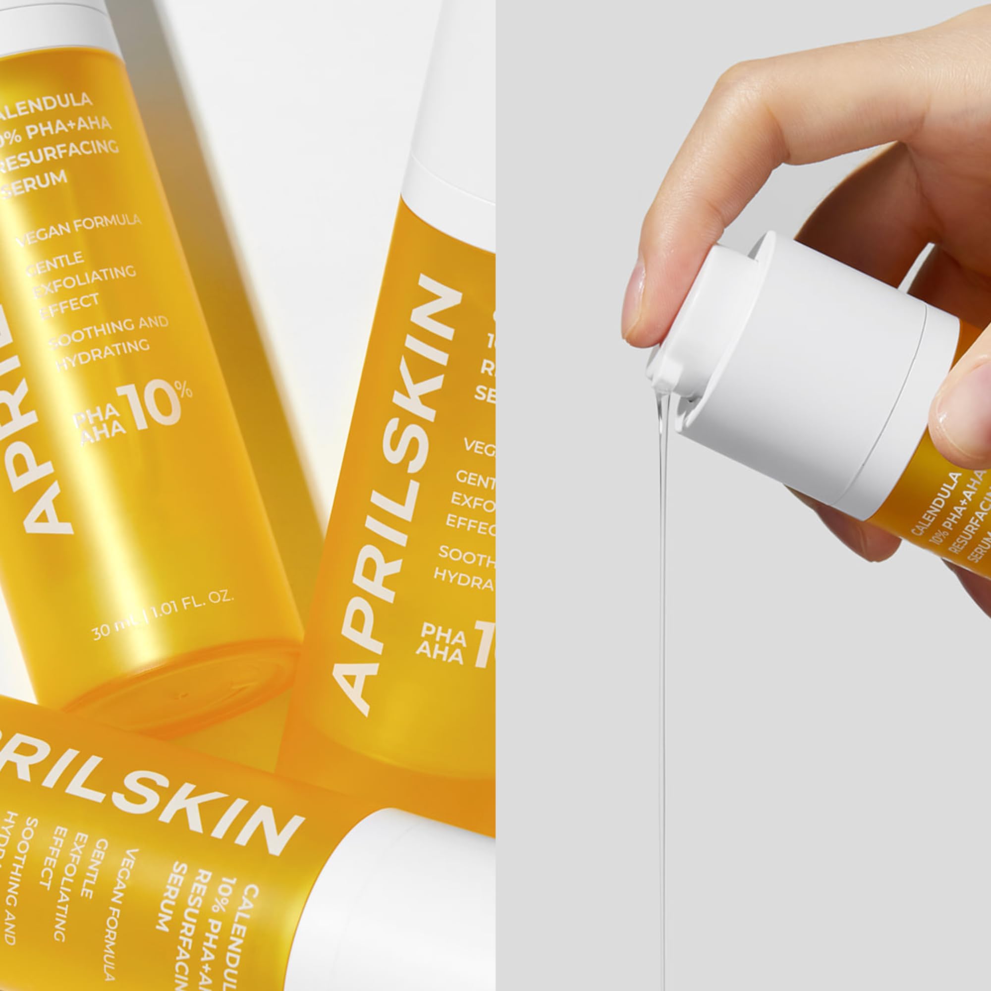 Aprilskin Calendula10% Pha+Aha Resurfacing Serum | Vegan, Cruelty-Free | Dry, Sensitive, Acne-Prone Skin