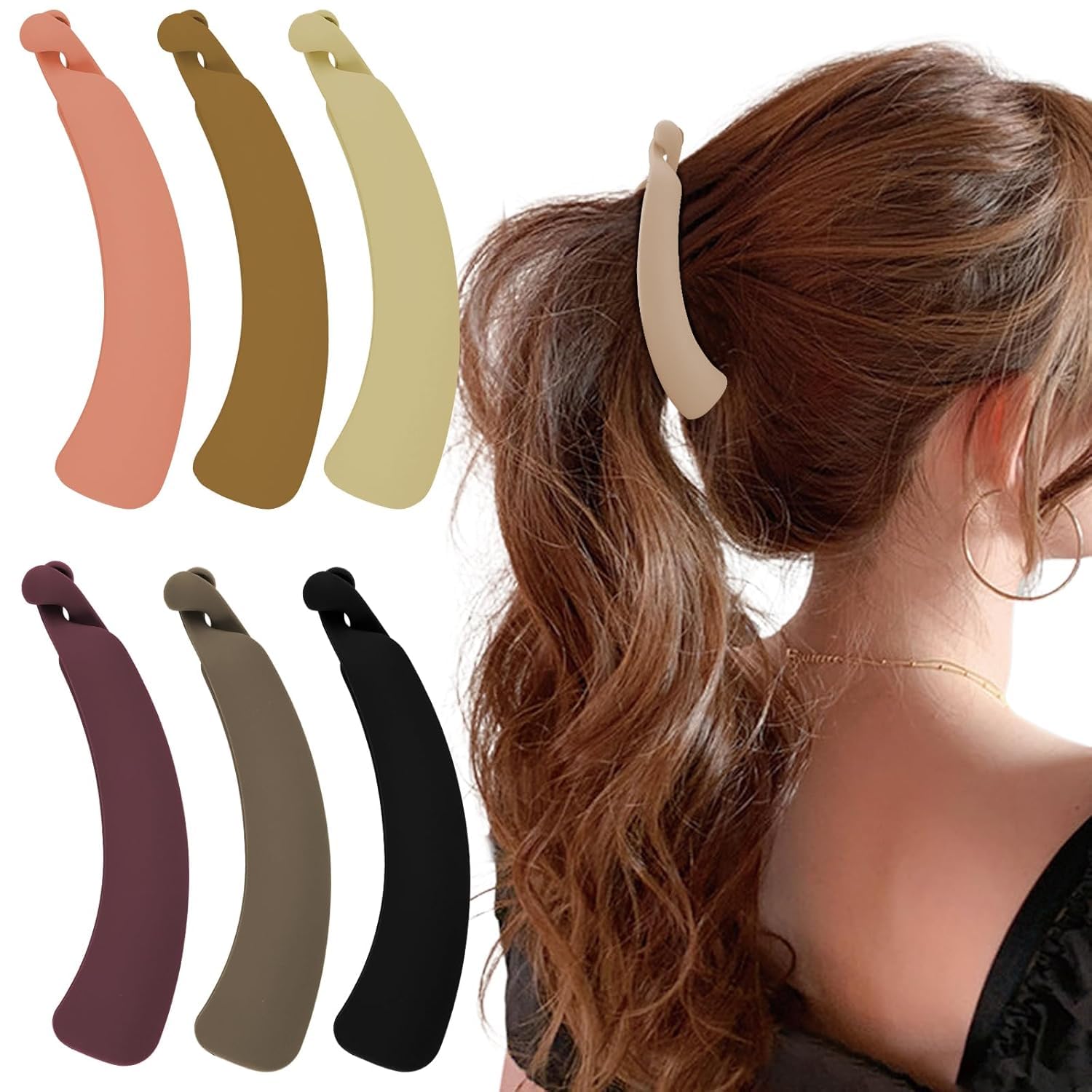 Samyak 6 Pcs Hair Clip For Women Matte Banana Hair Clutcher Girls Hair Accessories Set (Medium)