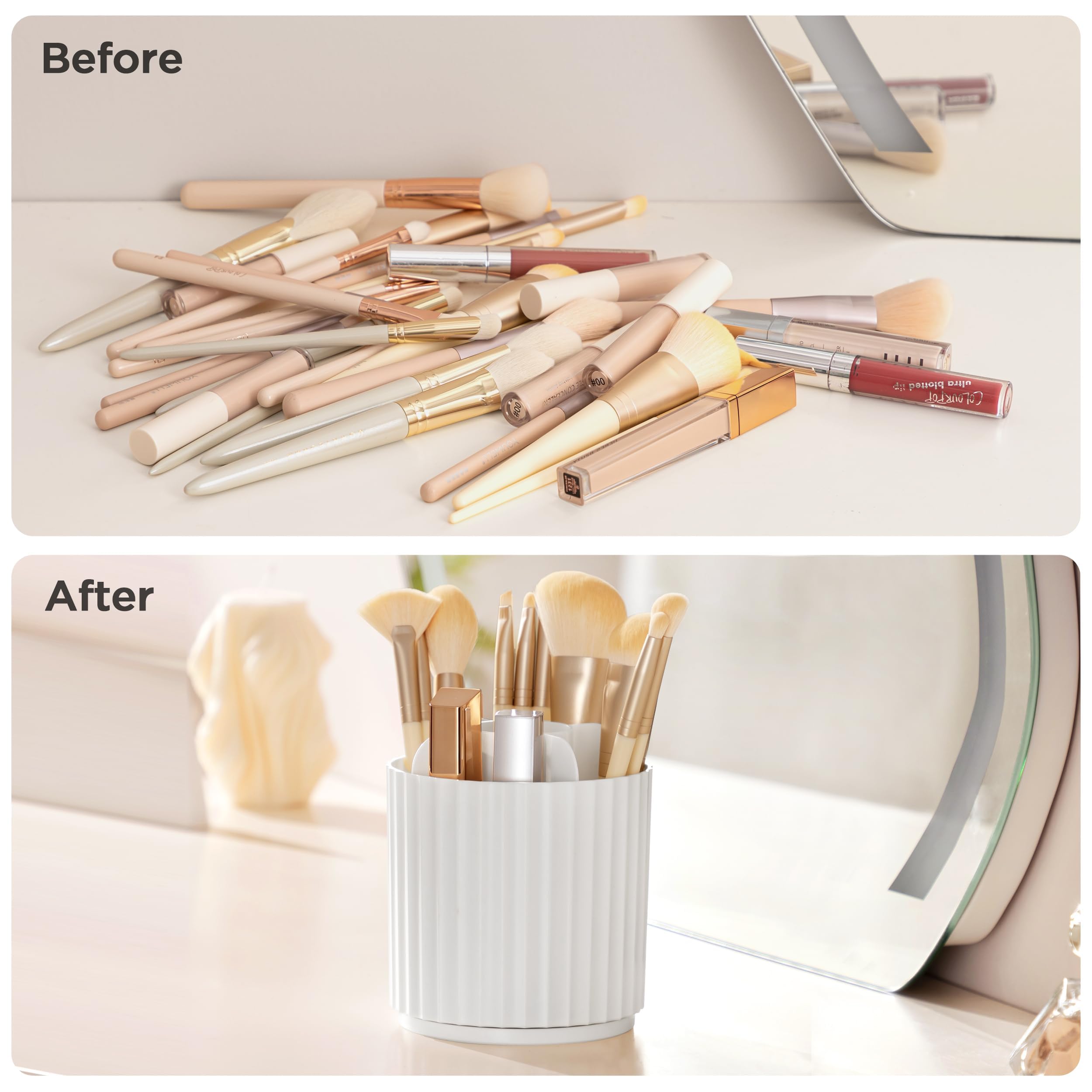 Hblife Makeup Brush Holder 360 Rotating Makeup Brush Organizer With Cover Cosmetic Organizer Dustproof Makeup Brushes Container
