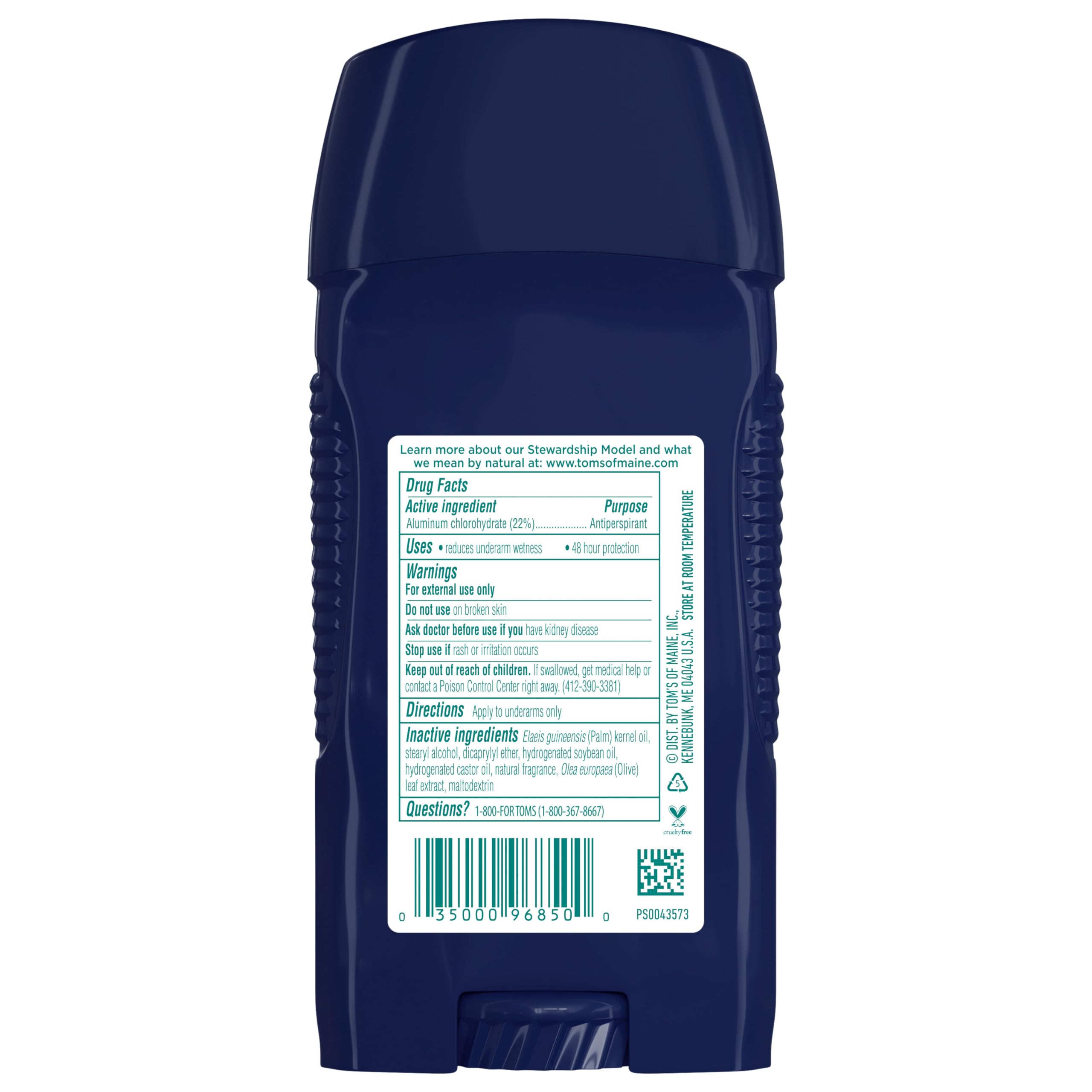 Tom's of Maine Antiperspirant Deodorant for Men, Mountain Spring, 2.8 oz. 3-Pack