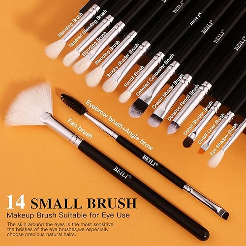 Beili Makeup Brushes 20Pcs Makeup Brush Set Natural Goat Hair Premium Synthetic Kabuki Foundation Face Powder Fan Contour Concea