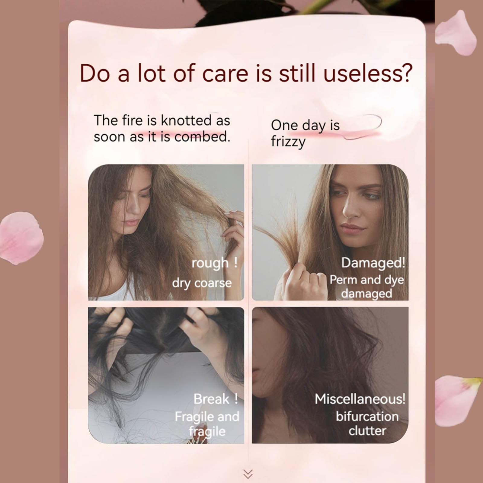 Cly Ams Rose Essential Oil For Hair,Rose-Scented Hair Care Essential Oil Makes Hair Smooth Split-Free Shiny And Not Easy To Brea