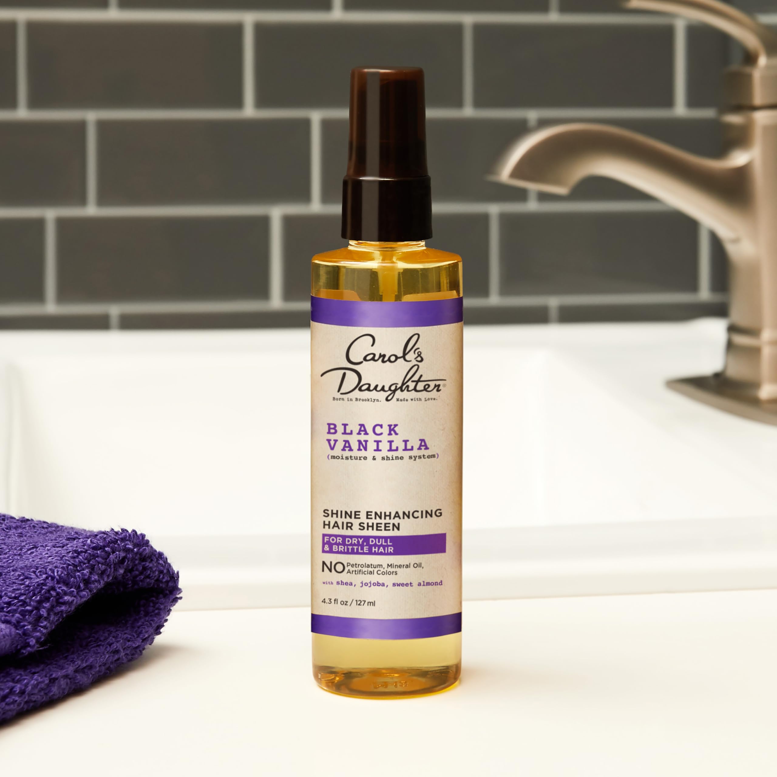 Carol's Daughter Black Vanilla Moisture & Shine Hair Sheen For Dry Hair Dull Hair, Moisture Shine Spray with Shea Butter, Parabe