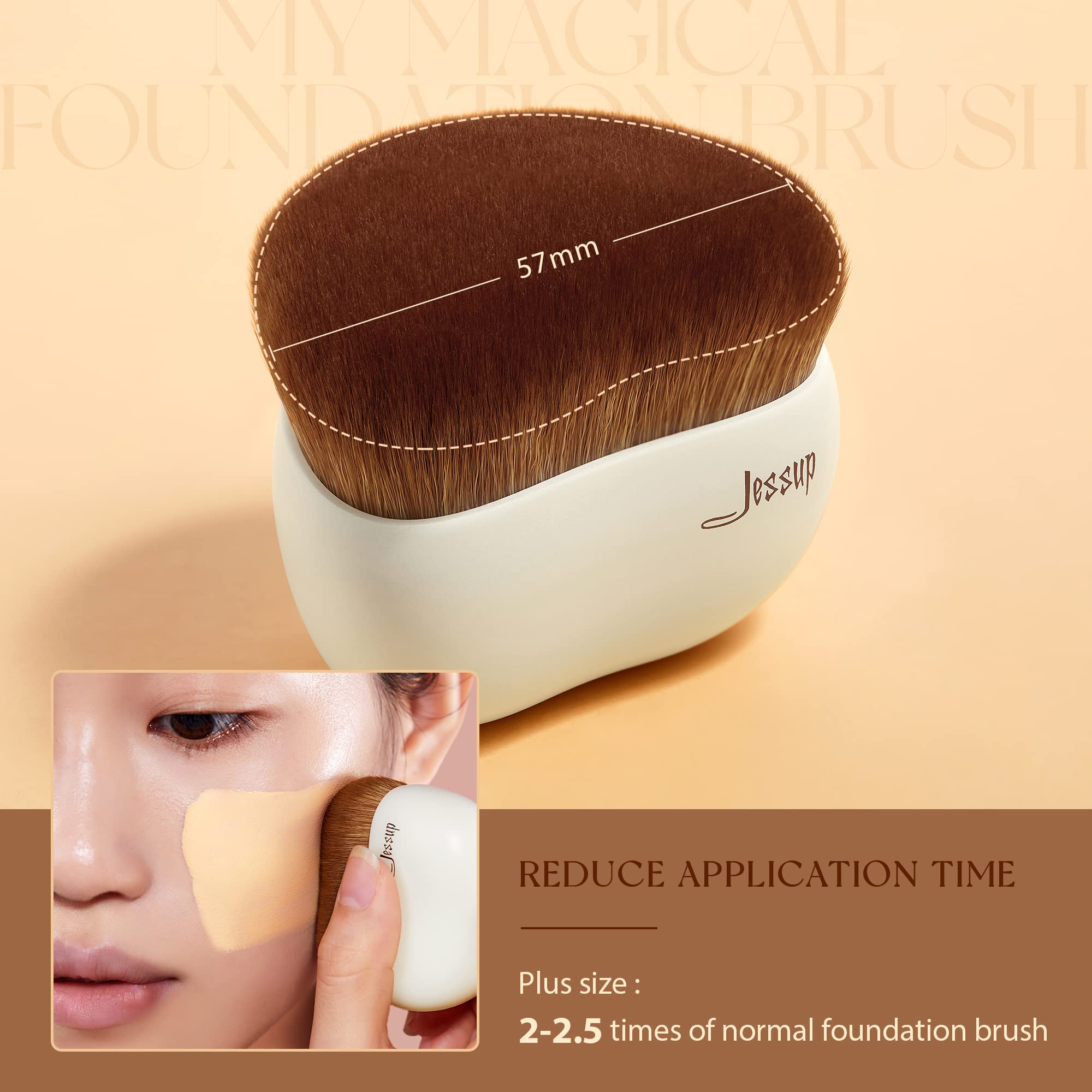 Jessup Makeup Brush, Foundation Brush Flat Top Kabuki Brush For Face Blush Liquid Powder Foundation Brush For Blending Buffing S