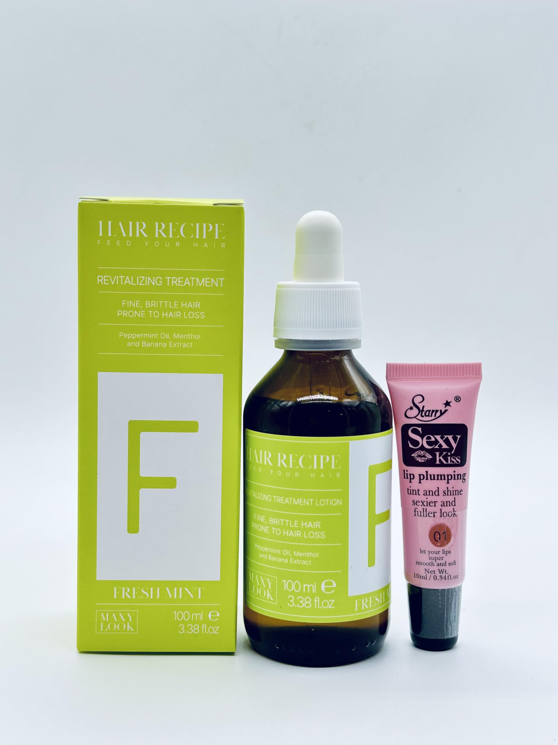 Maxy Look Hair Recipe Feed Your Hair Revitalizing Treatment Lotion for Fine Brittle Hair (Fresh Mint) 3.38 fl oz lFree Starry L
