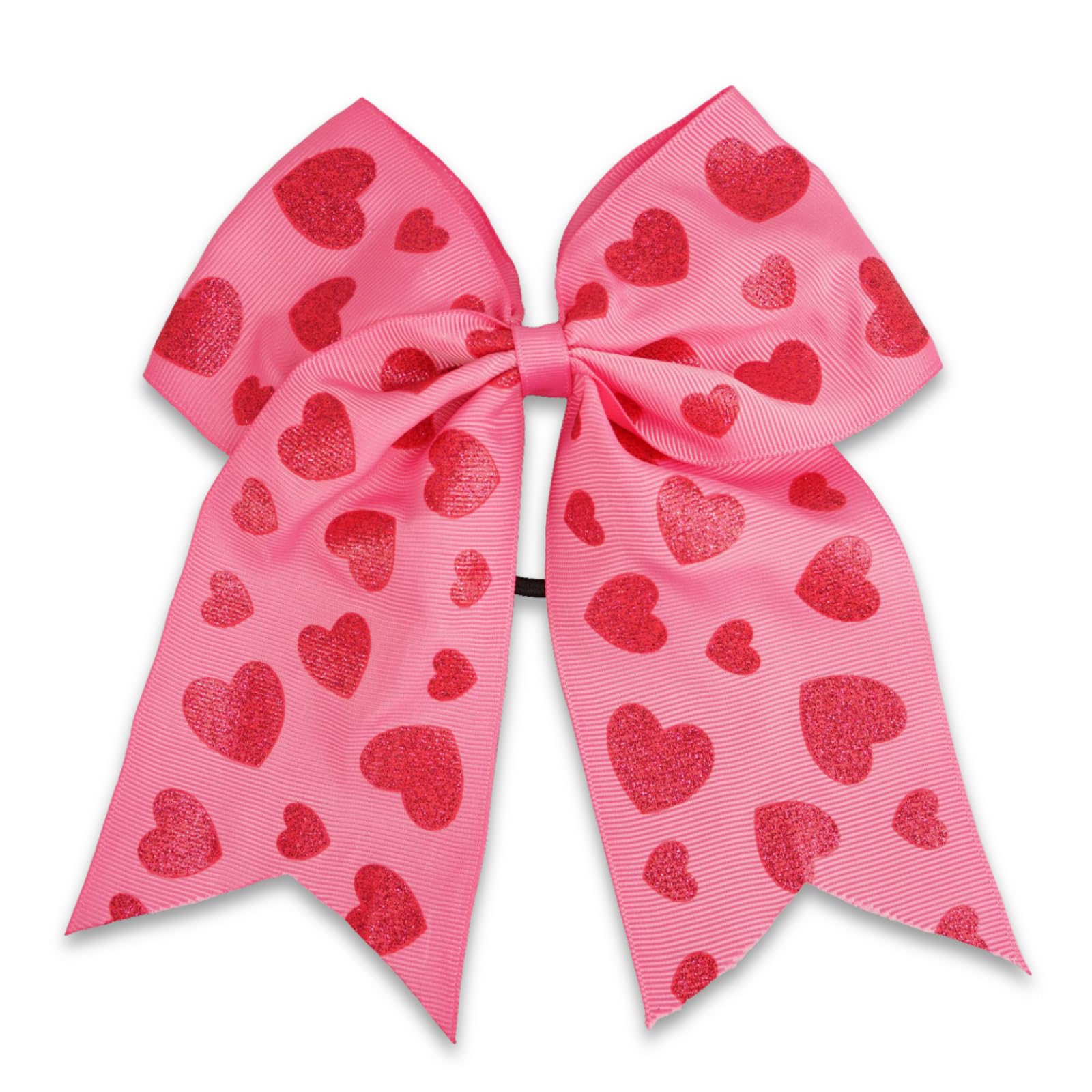 Heart Cheer Bows for Women Girls Valentines Large Hair Bow Cheer Hair Bows Ponytail Holders Handmade Elastic Band Hair Ties Love