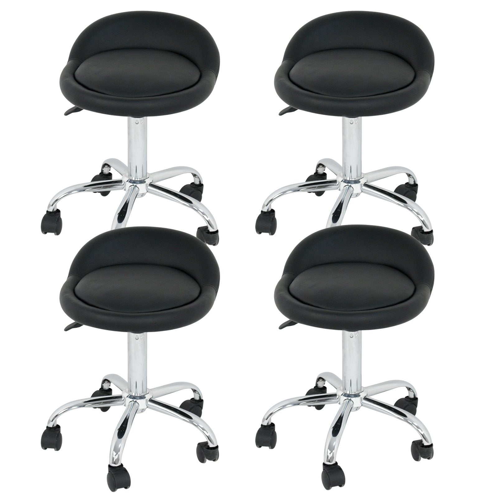 Adjustable Hydraulic Rolling Swivel Salon Stool Chair Tattoo Massage Facial Spa Stool Chair With Back Rest (Pu Leather Cushion)