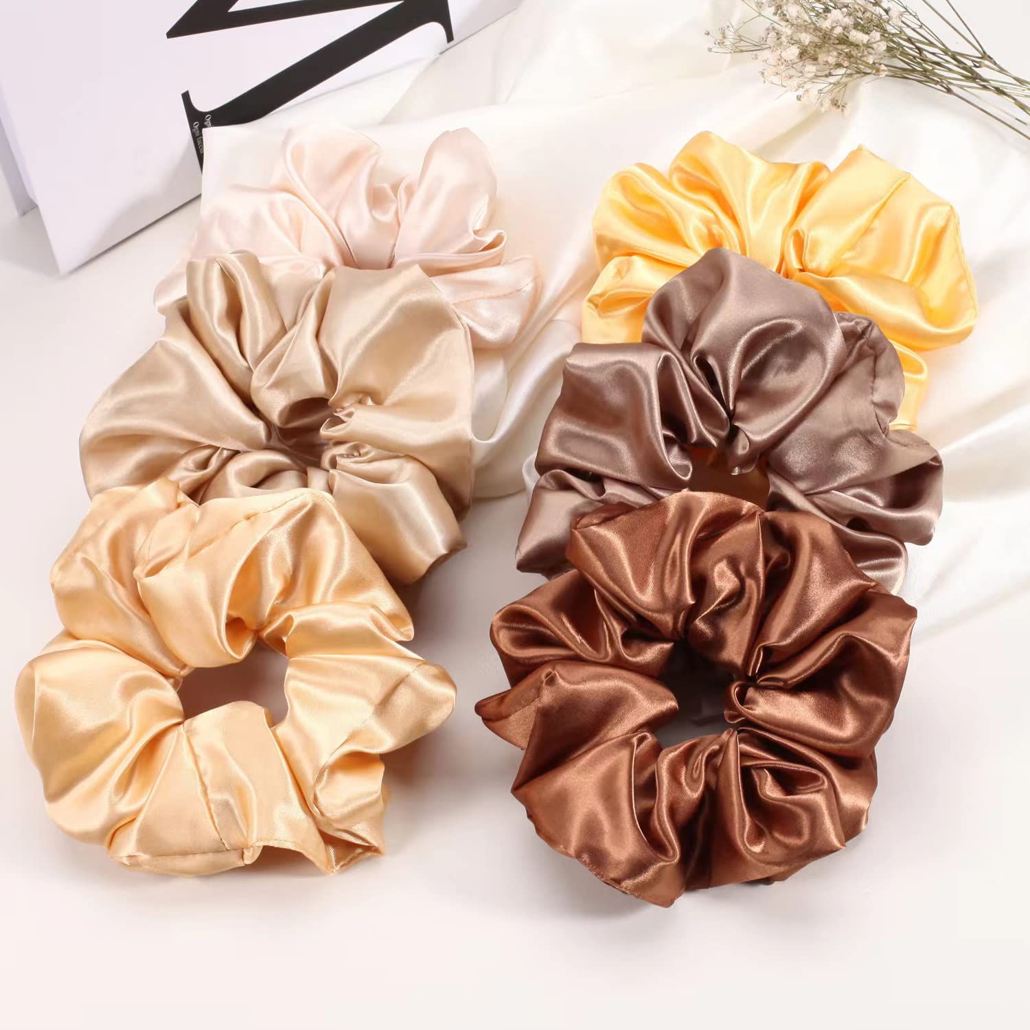 YANRONG 16CM/6.3 Inch Oversize Hair Scrunchies For Women Silk Satin Scrunchy Hair Ties Elastic Ponytail Holder For Lady Fashion
