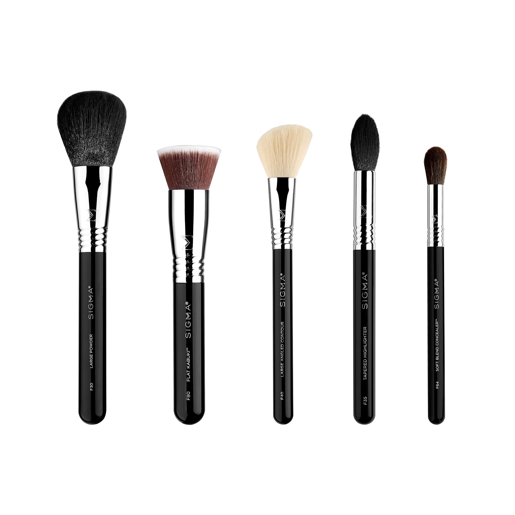 Sigma Beauty Makeup Brush Set - Set Of 5 Classic Makeup Brushes For Full Face, Professional Makeup Brushes For Foundation, Conce