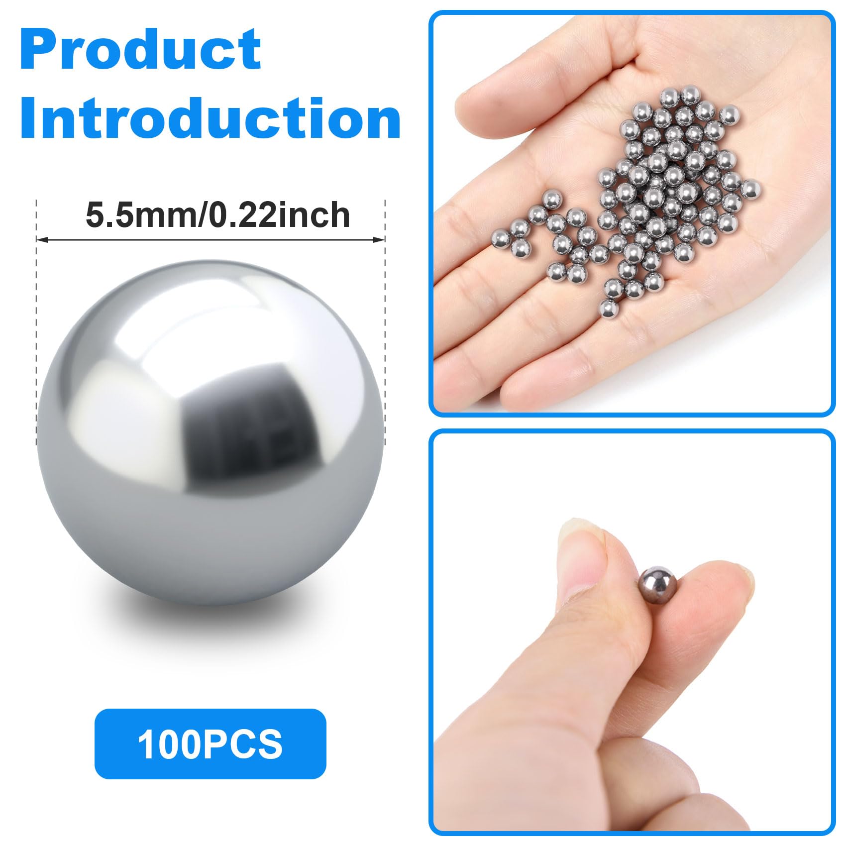Pagow 100Pcs Paint Mixing Balls Nail Polish 316 Stainless Steel Bearing Balls, 5.5Mm/Apr. 0.22''