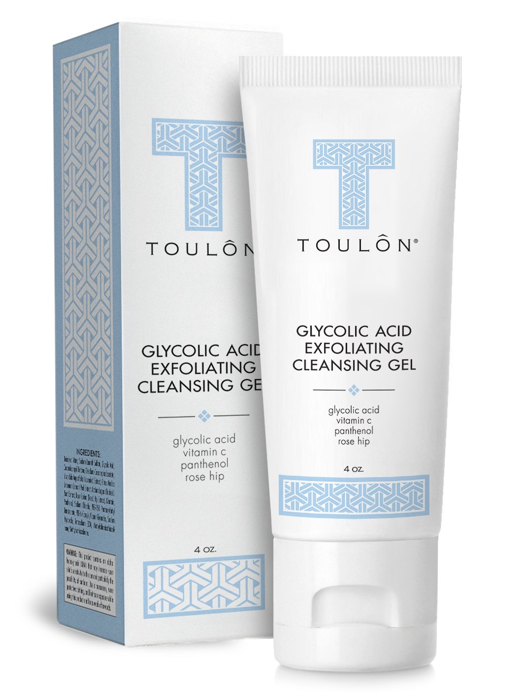 TOULON Glycolic Acid Facial Cleanser: Alpha Hydroxy Face Wash with AHA, Vitamin C & Rose Hip to Exfoliate Dry, Sensitive Skin fo