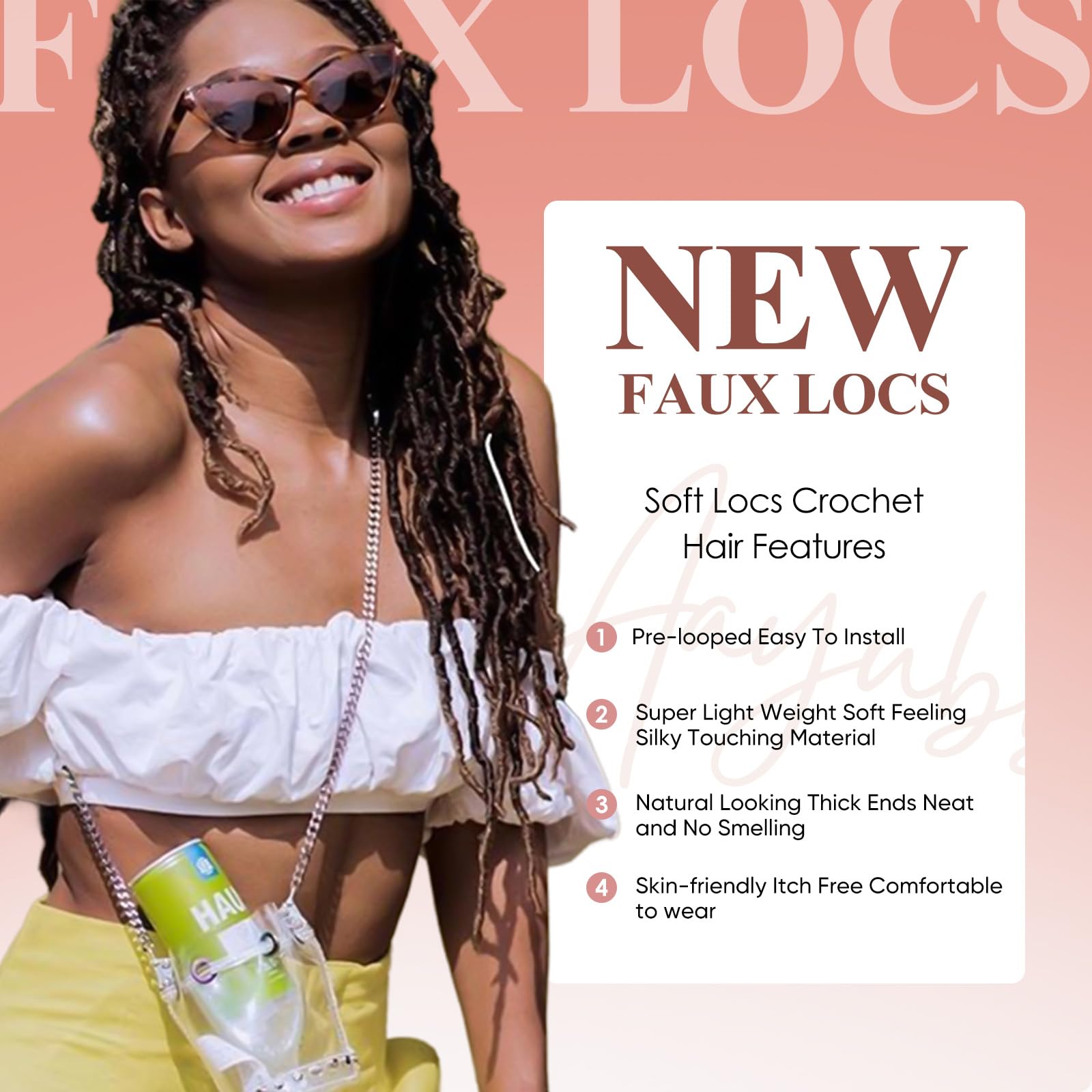 26 Inch Faux Locs Crochet Hair 7 Packs Soft Locs Crochet Hair Pre Looped Locs Hair Braids Goddess Locs Hair Ombre Blonde Distres