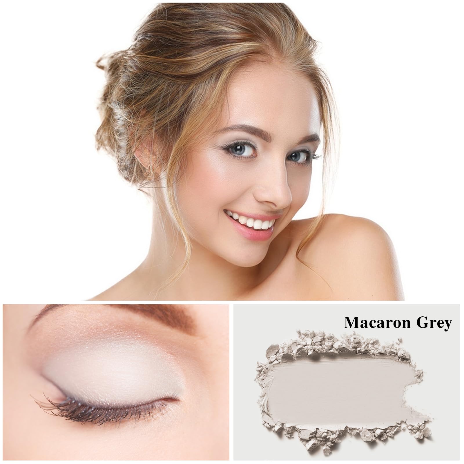 Meicoly Macaron Gray Grey Single Eyeshadow With Mirror,Matte Eye Shadow For Halloween Makeup,Pressed Powder Eyeshadow,Matte Shad