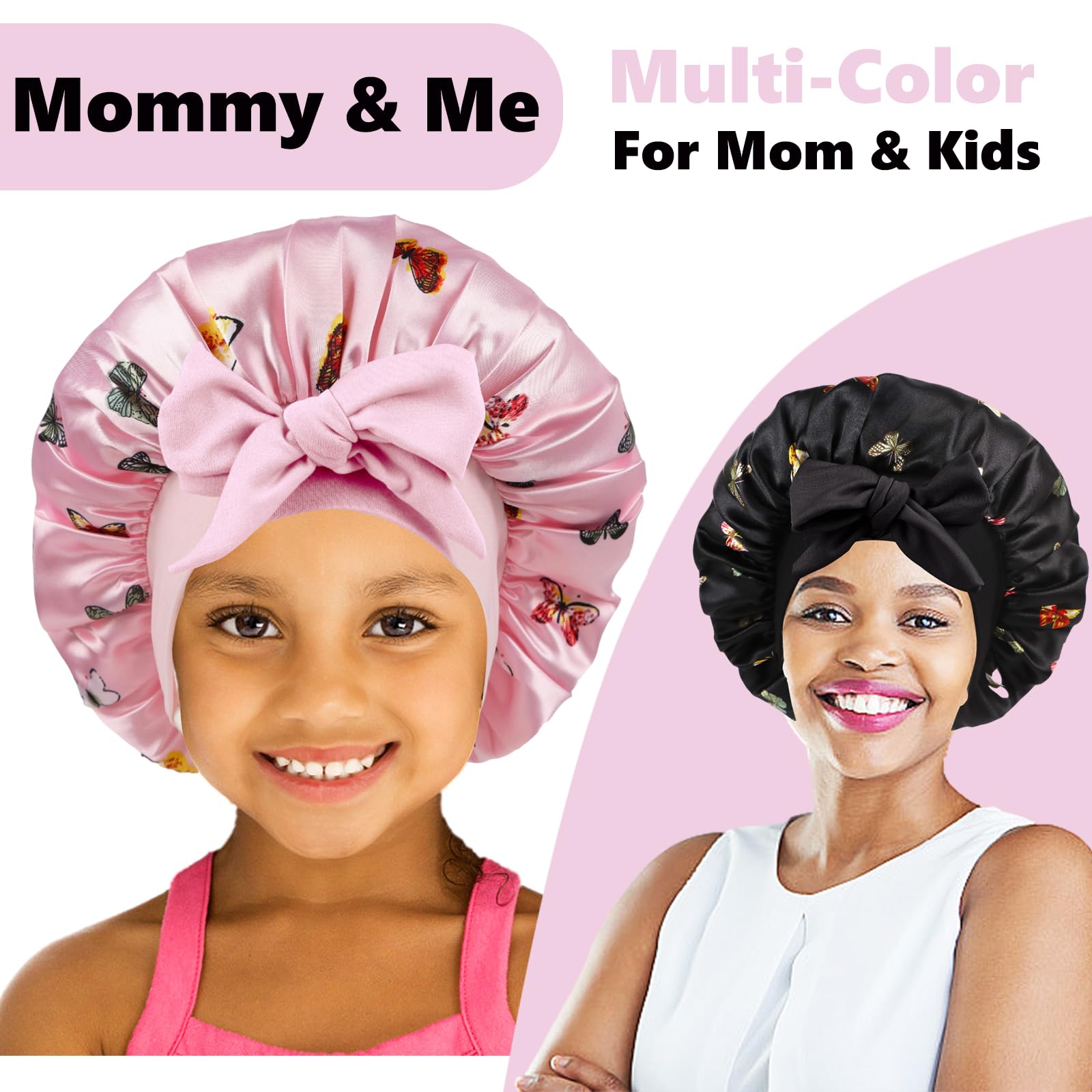 2 Pcs Satin Bonnet For Kids Sleeping,Kids Bonnets For Girls With Kids Scrunchies For Kids,Toddler
