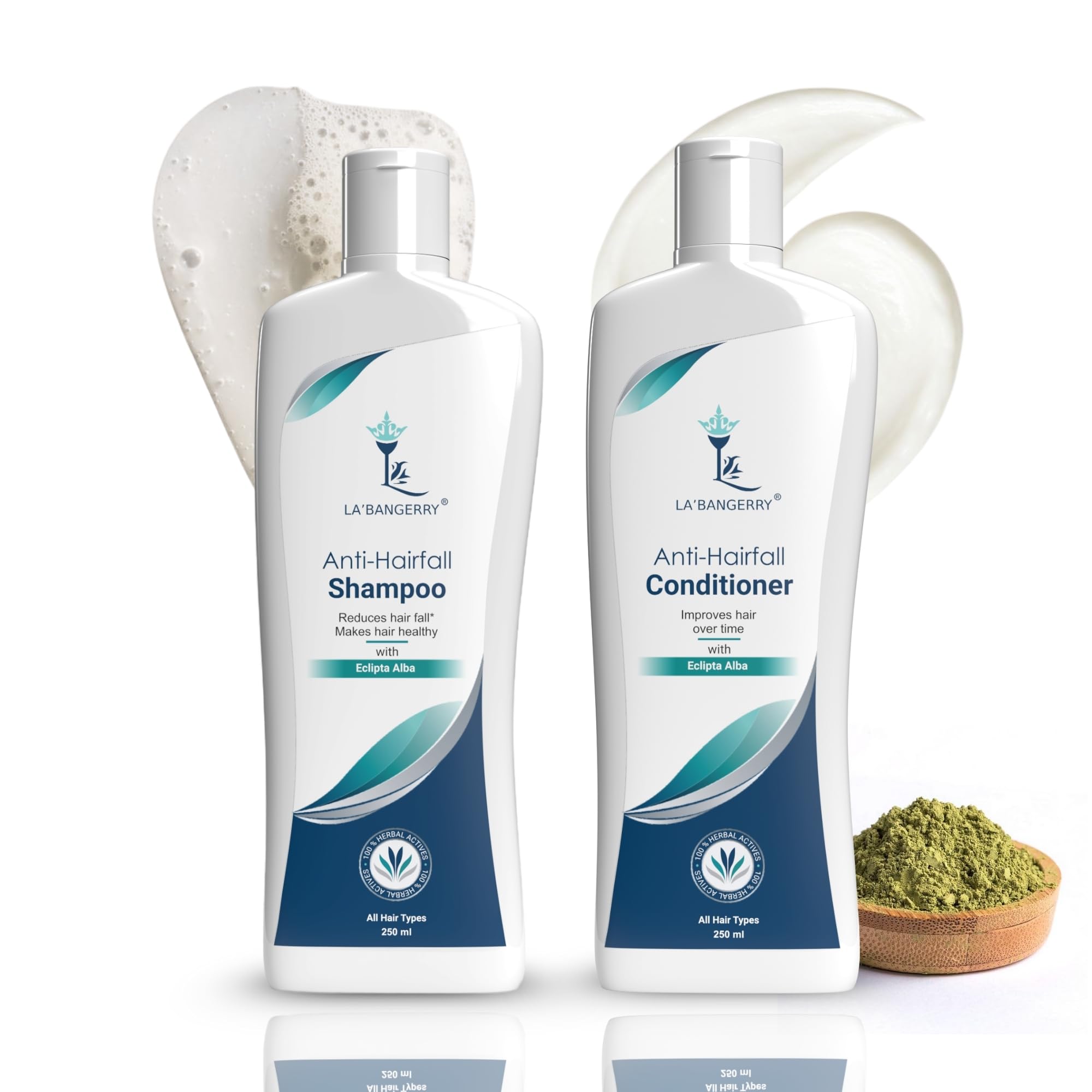 LaBangerry Anti Hairfall Shampoo & Conditioner Duo With Eclipta Alba Herbal Formula For Stronger, Thicker Hair | Reduces Breakag