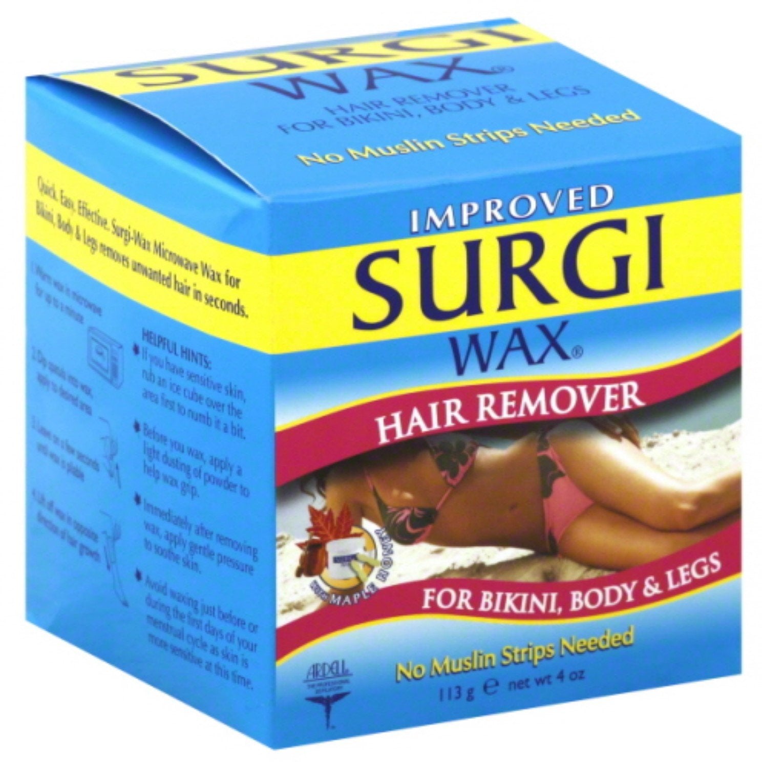 SURGI-WAX Hair Remover Bikini, Body & Legs 4 oz (Pack of 4)