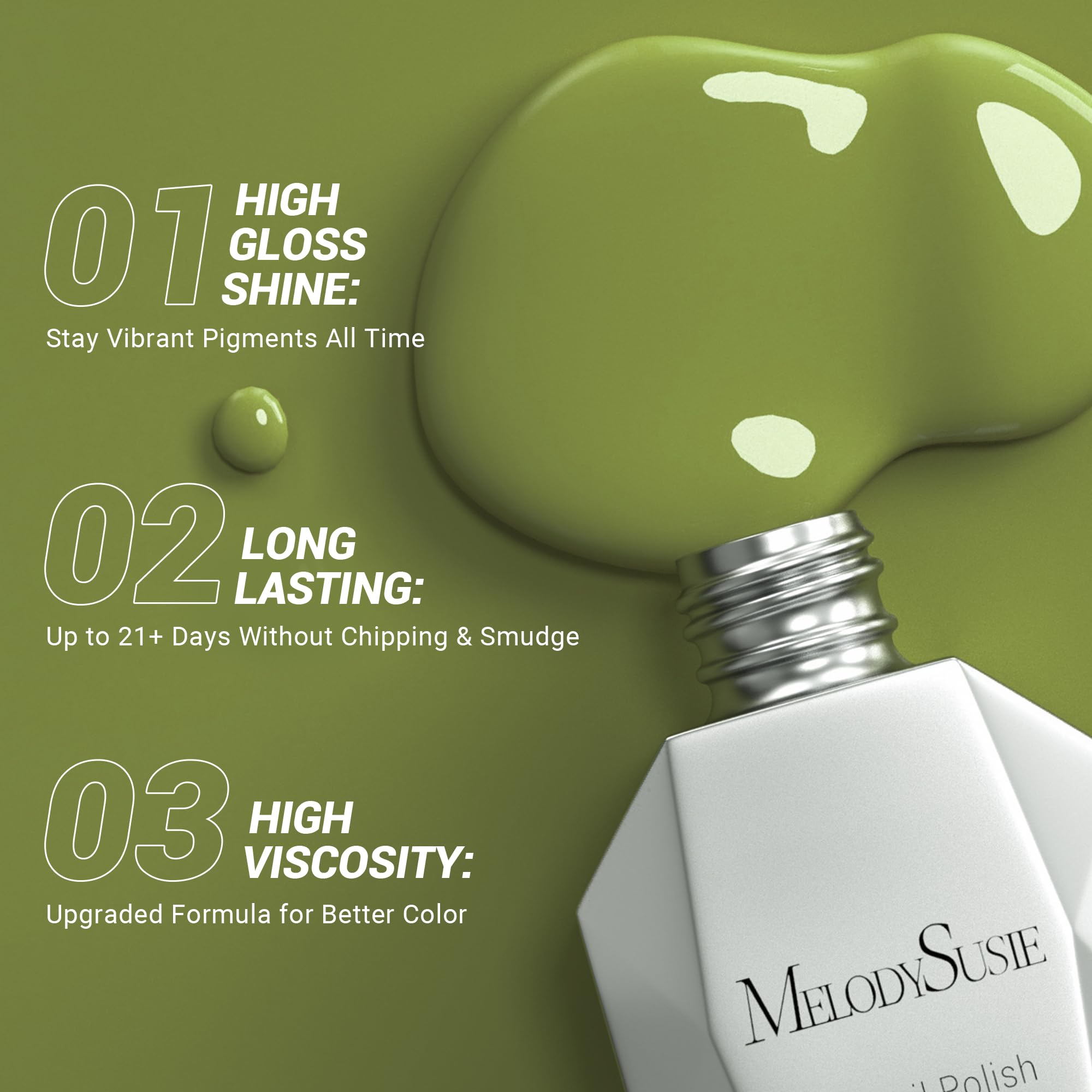 Melodysusie Green Gel Nail Polish,15Ml Olive Green Nail Polish Spring Summer Color 603, Soak Off Uv Led Nail Lamp Gel Polish Nai