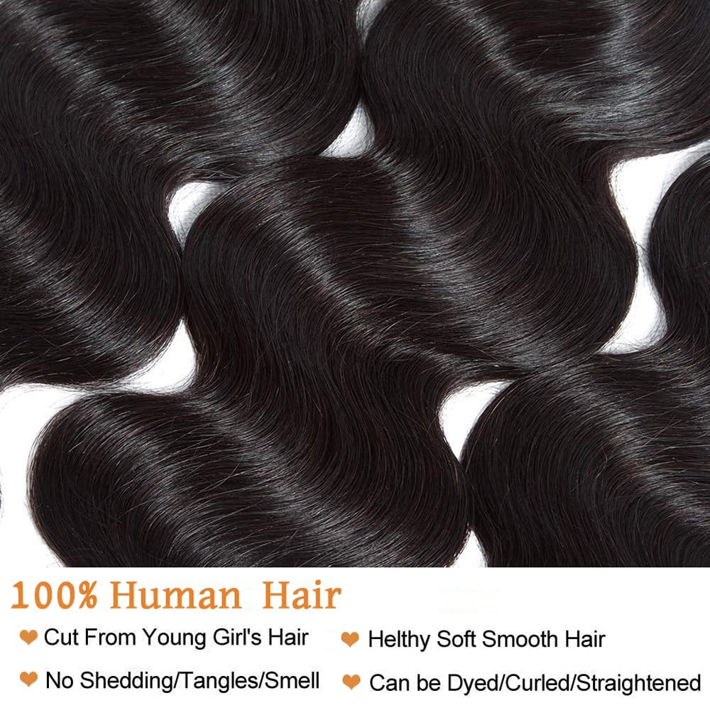Hswpawk Human Hair Bundles 20 22 24 Inch Body Wave 3 Bundles Human Hair 12A Grade 100% Unprocessed Brazilian Virgin Hair Bundles