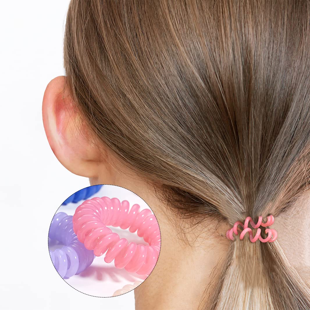 Joyoyo Spiral Hair Ties, 40 Pack Elastic Phone Cord Ponytail Holders Hair Coils, Waterproof Hair Accessories For Women, Girls, K
