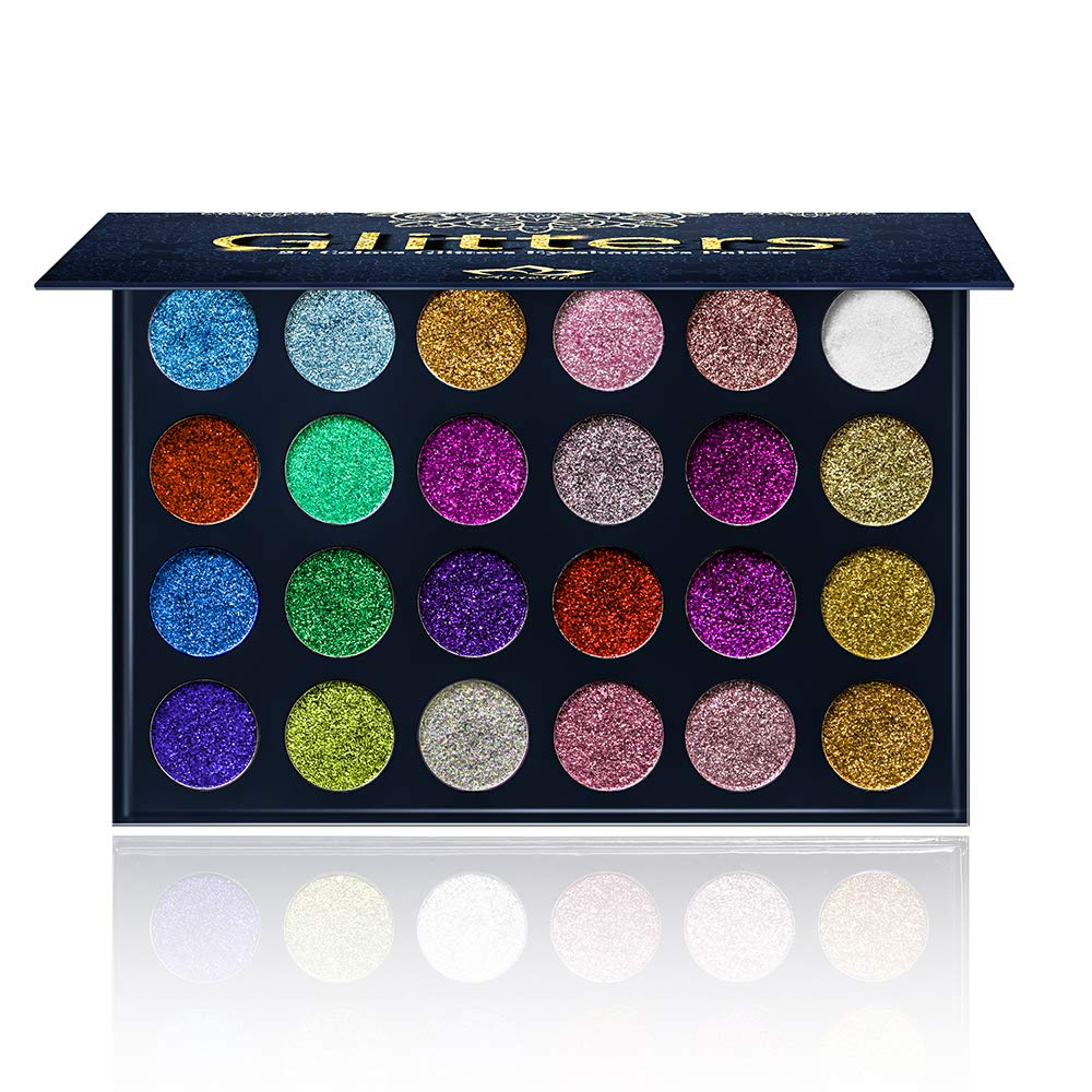 Aolailiya 24 Color Pressed Glitter Eyeshadow Palette - Mineral Ultra Shimmer Makeup Palette Eye Shadow Powder Long Lasting Water