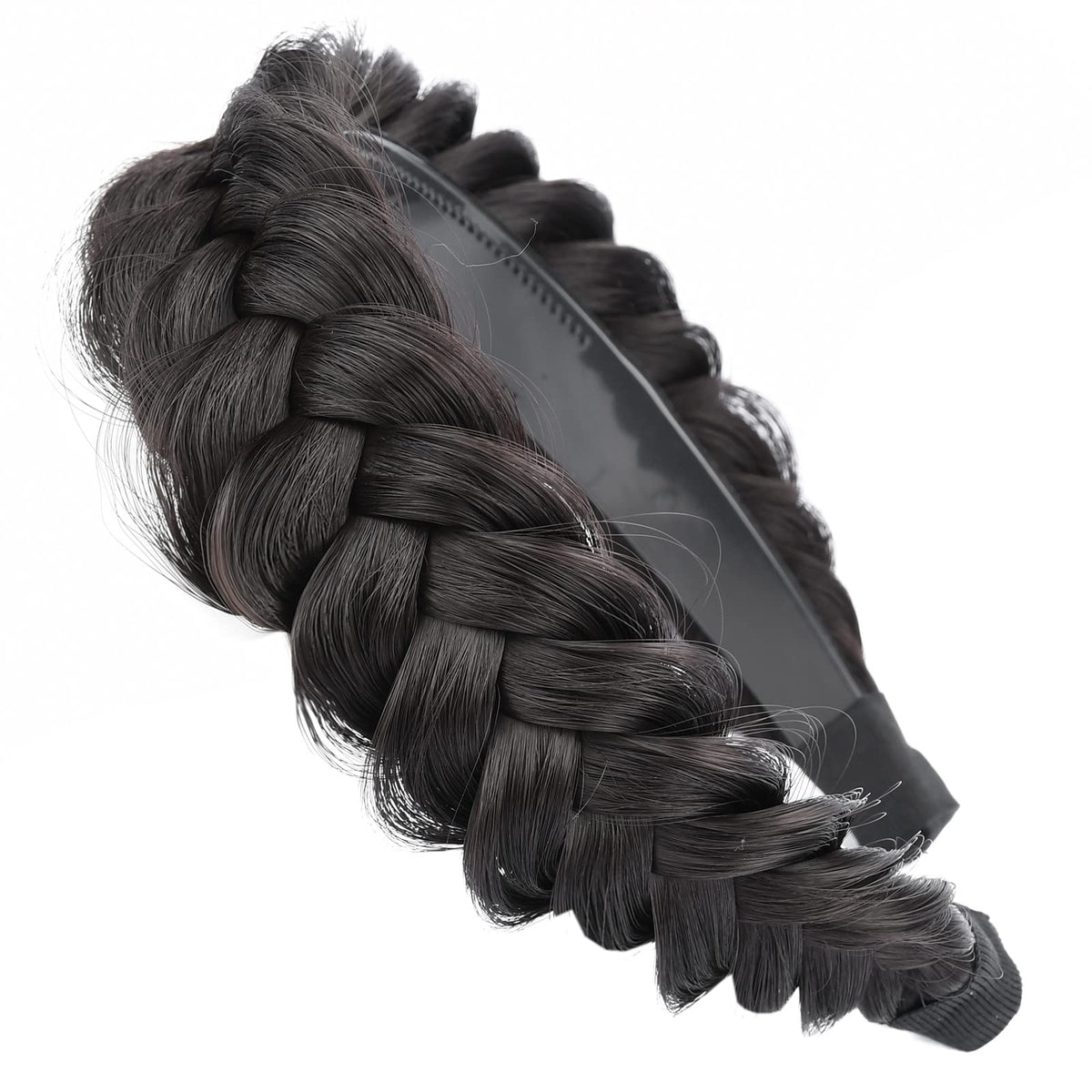 Gledola Wide Braided Headband With Teeth Braids Hairband With Tooth Synthetic Hair Band Plaited Hairband For Women (W-Deep Brown