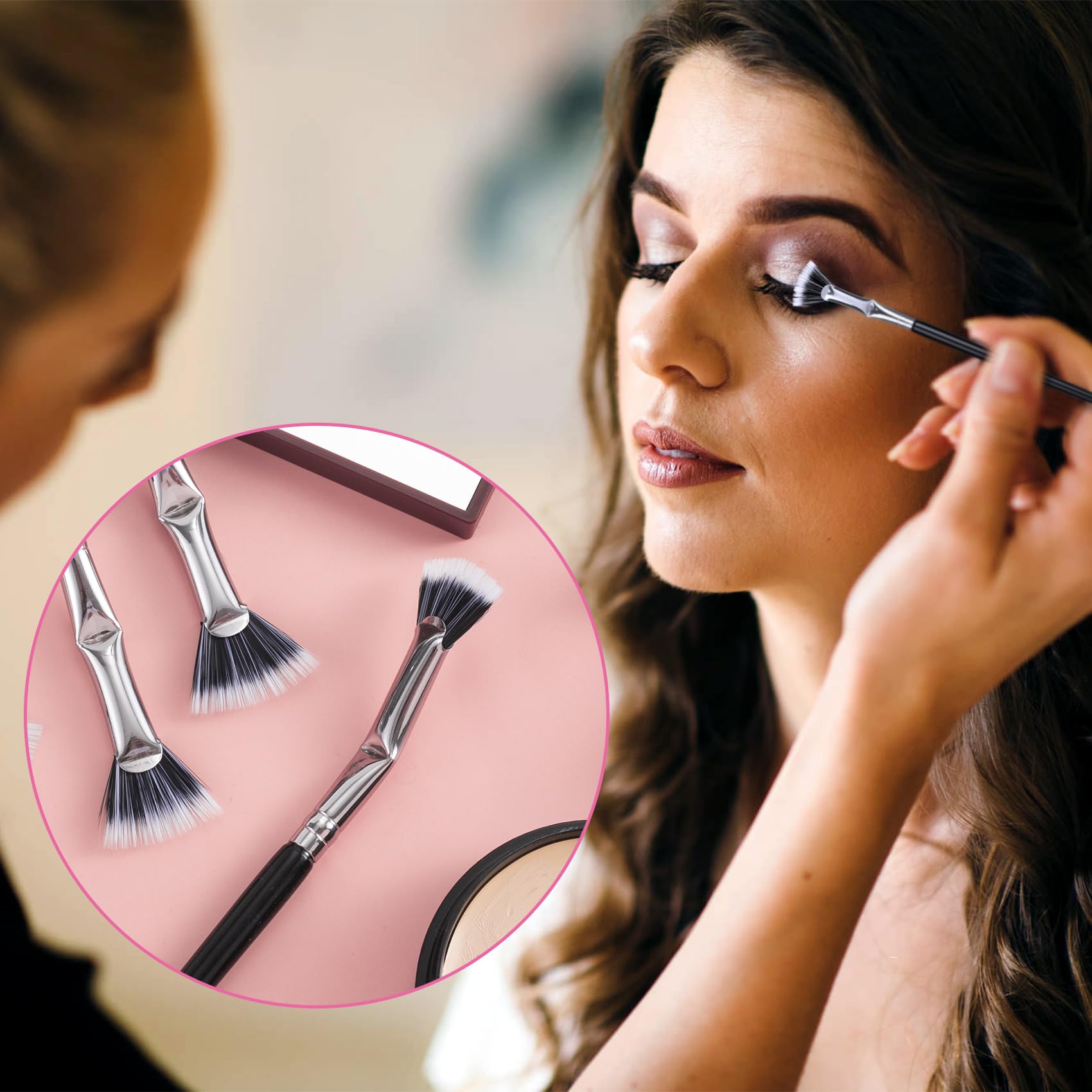 Pagow 2 Pcs Folding Angle Scalloped Lash Brush, Multifunctional Mascara Fan Brush For Lashes, Mascara Brush Eyelash Comb Separat